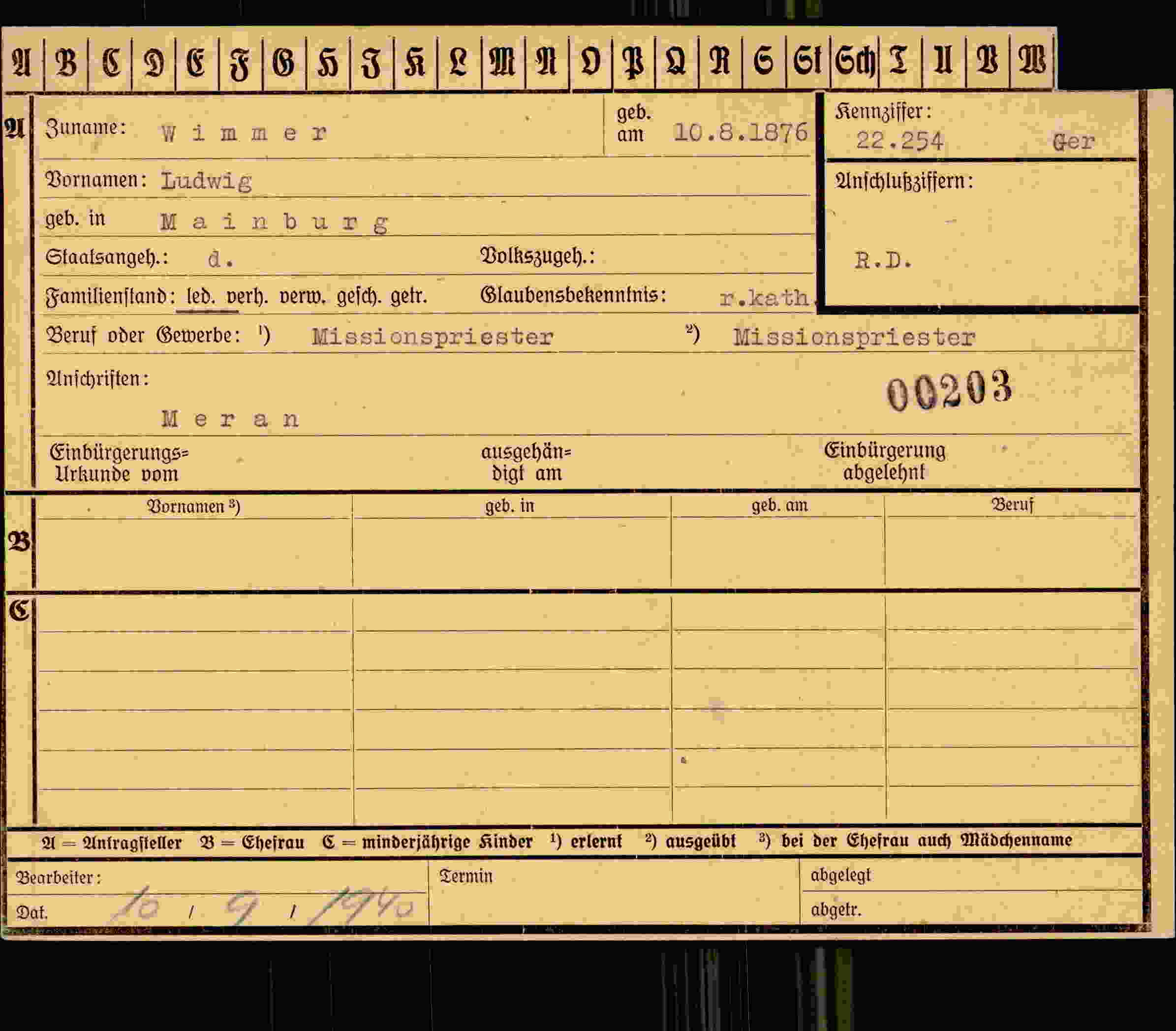 Dokument für Ludwig Wimmer
