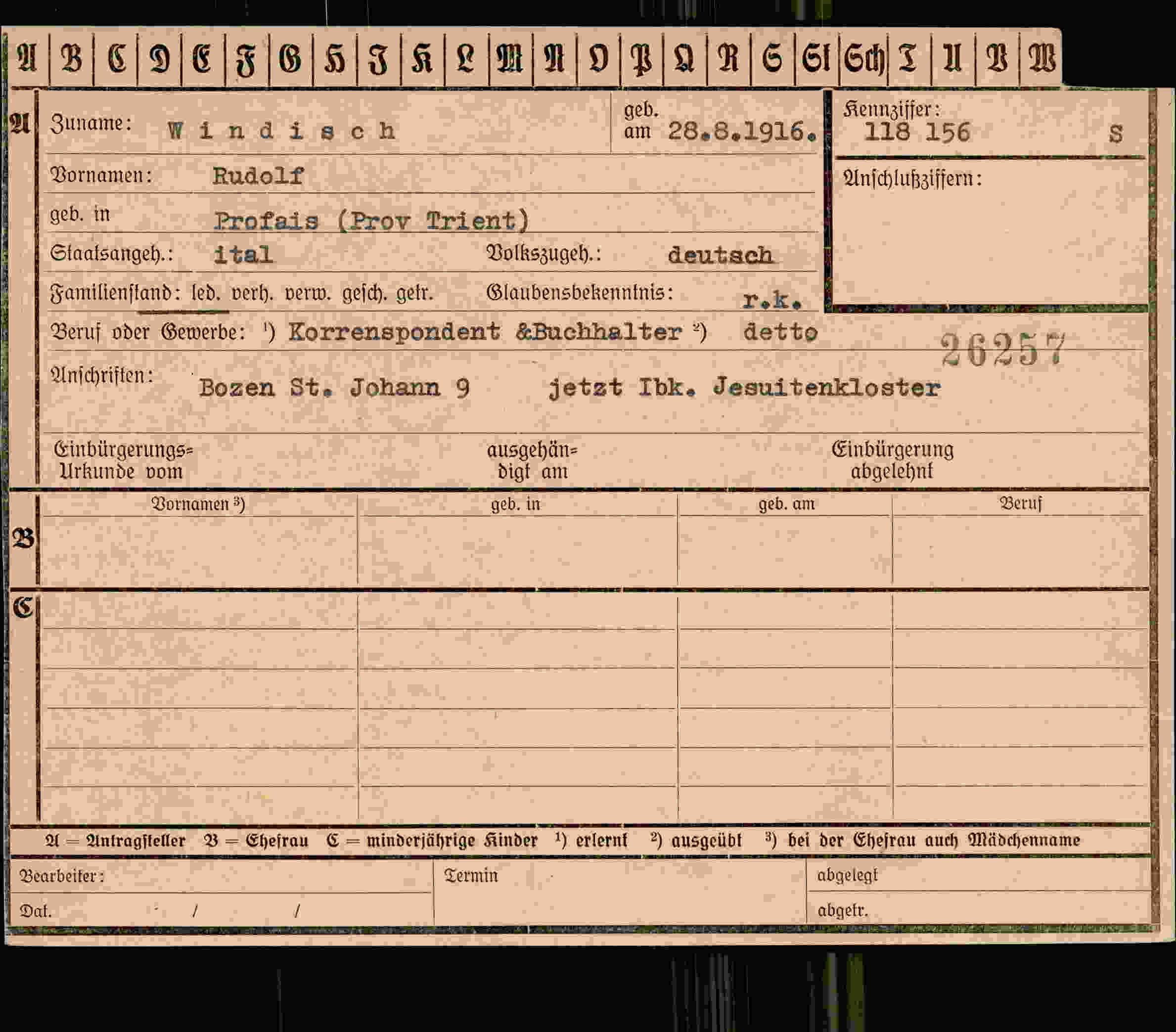 Dokument für Rudolf Windisch