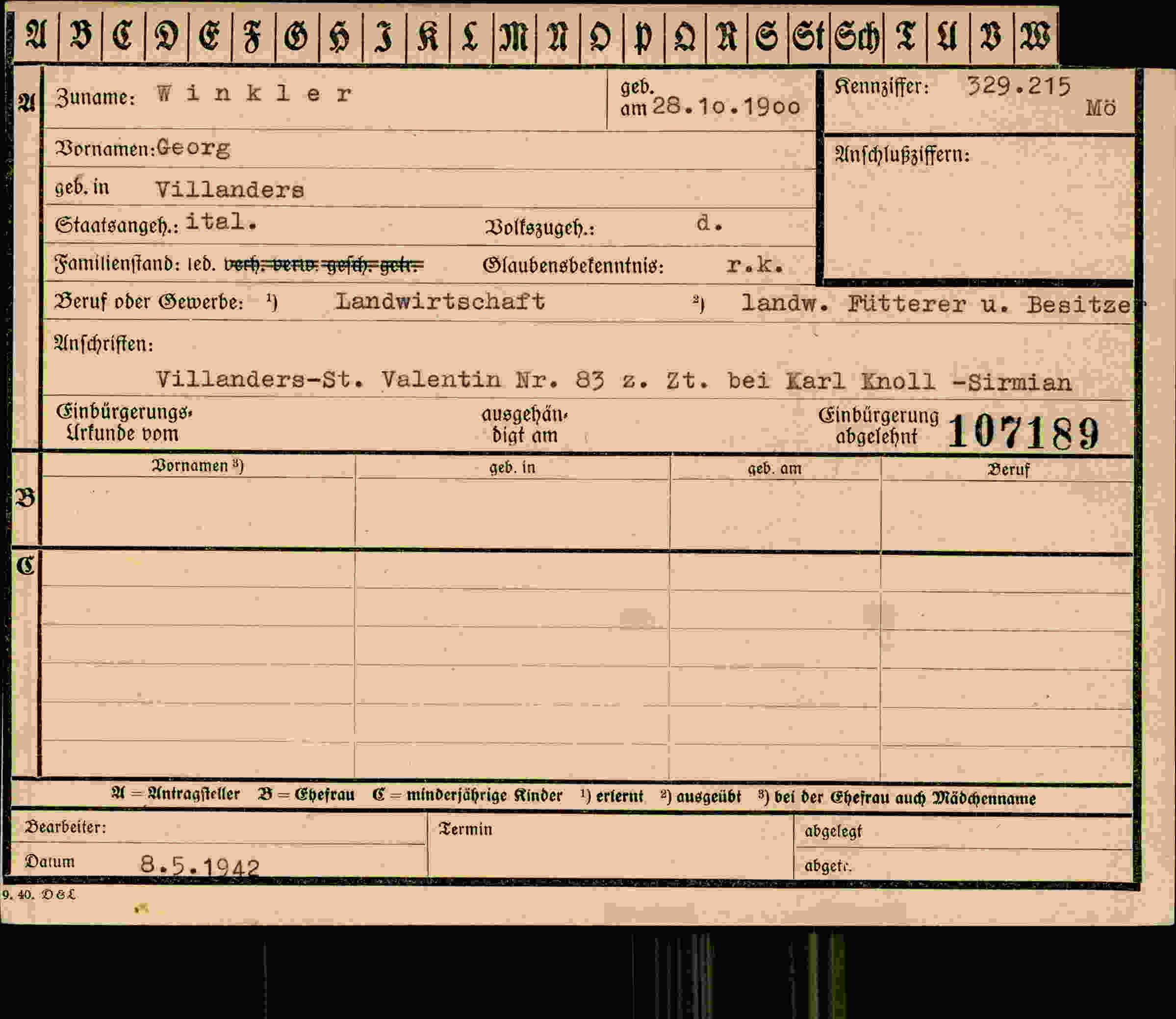 Dokument für Georg Winkler