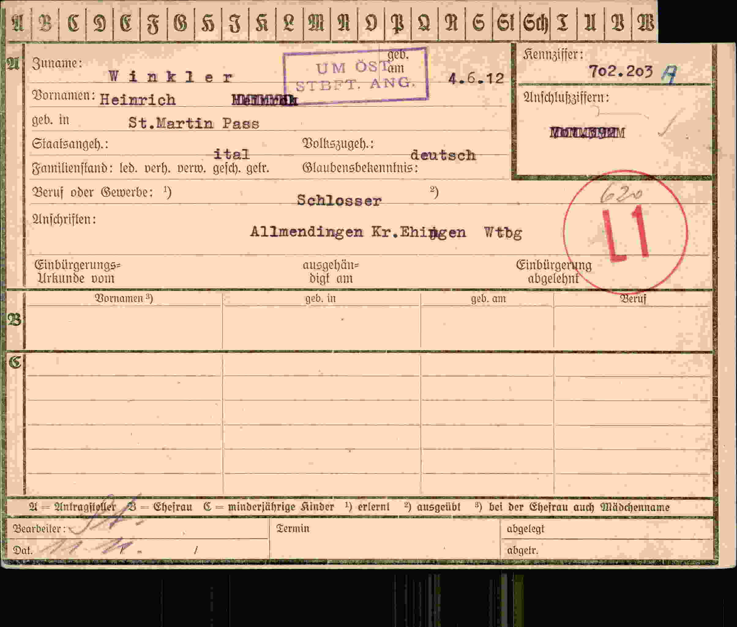 Vorderseite des Dokuments