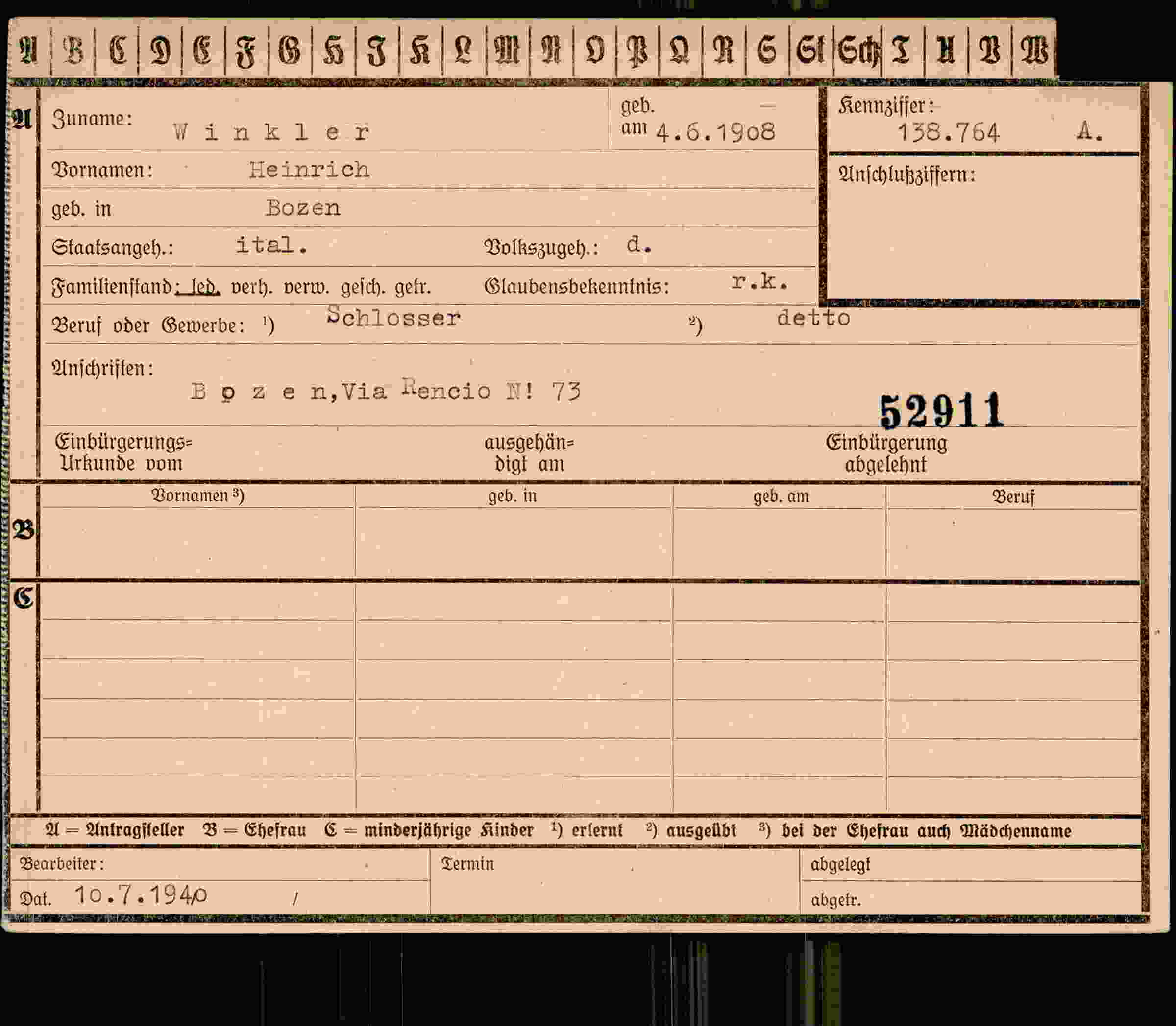Vorderseite des Dokuments