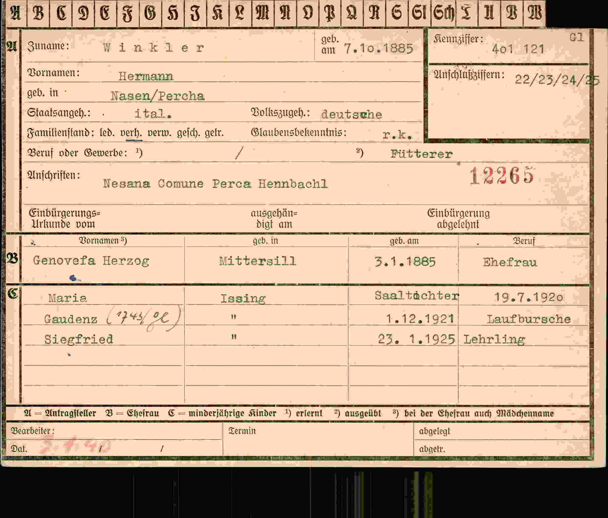 Dokument für Hermann Winkler