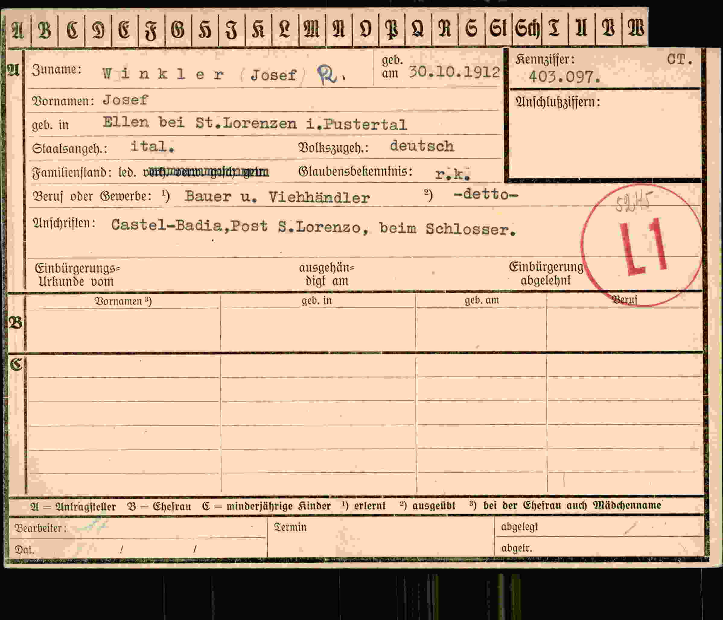 Vorderseite des Dokuments