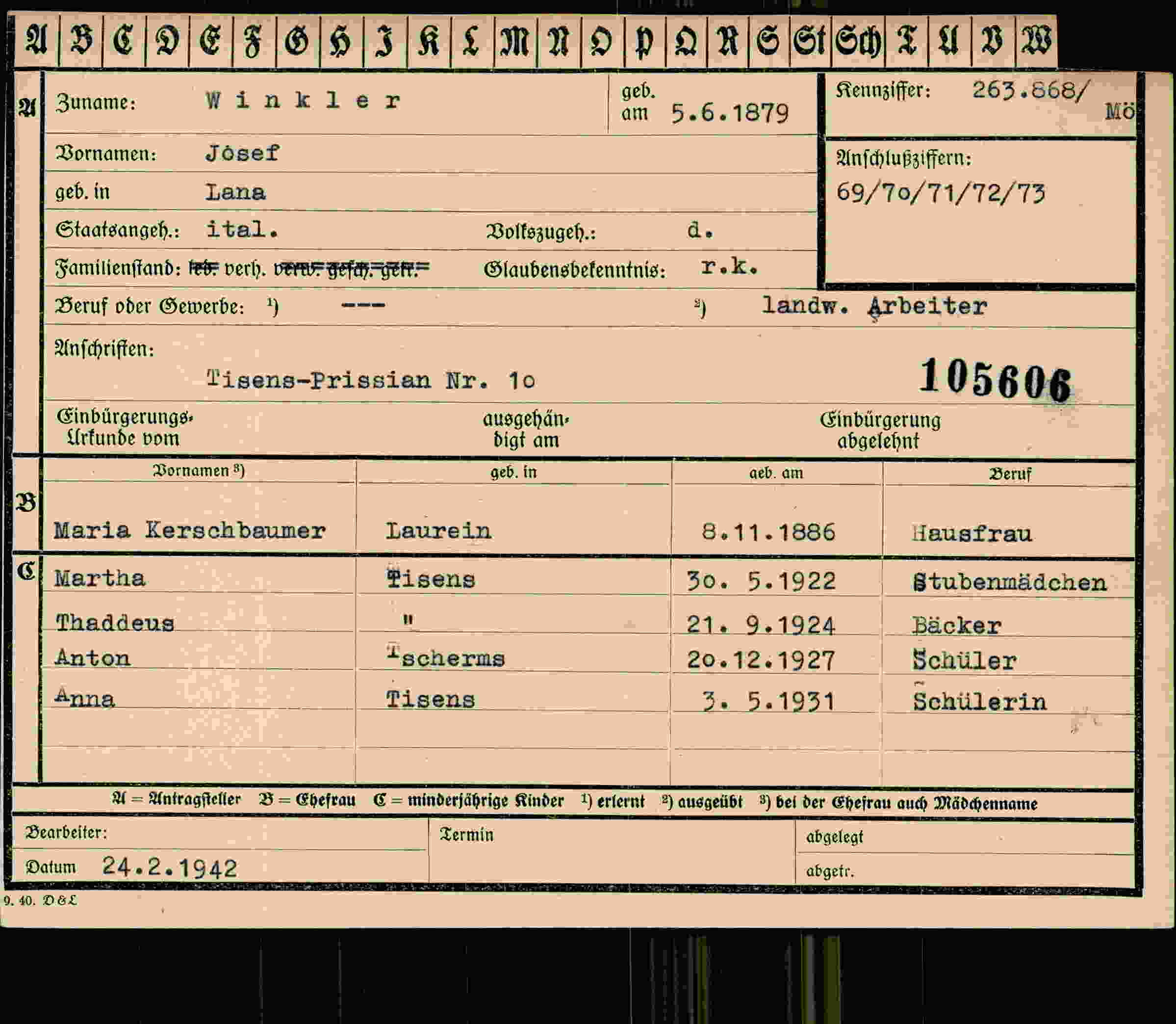 Vorderseite des Dokuments