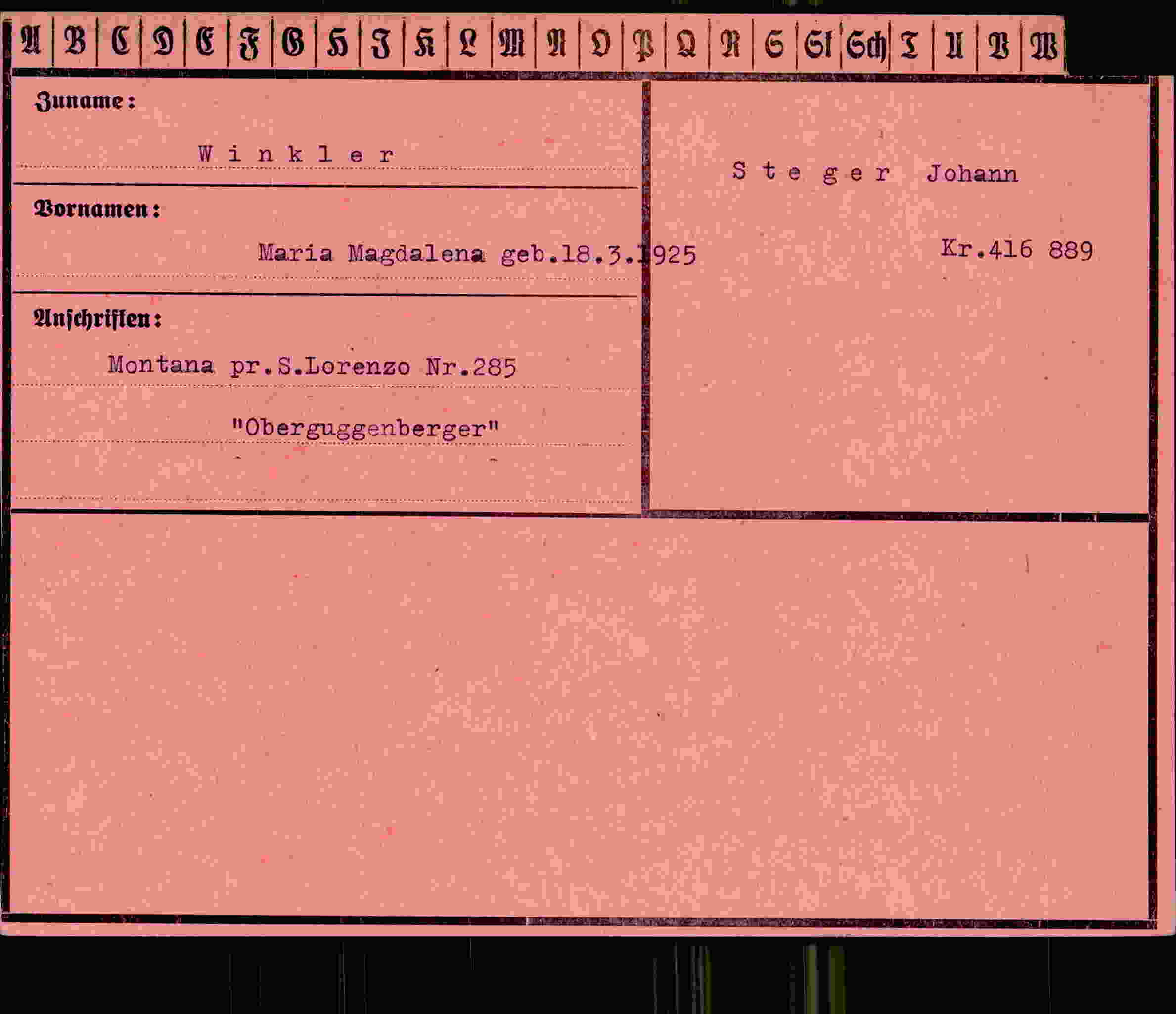 Vorderseite des Dokuments