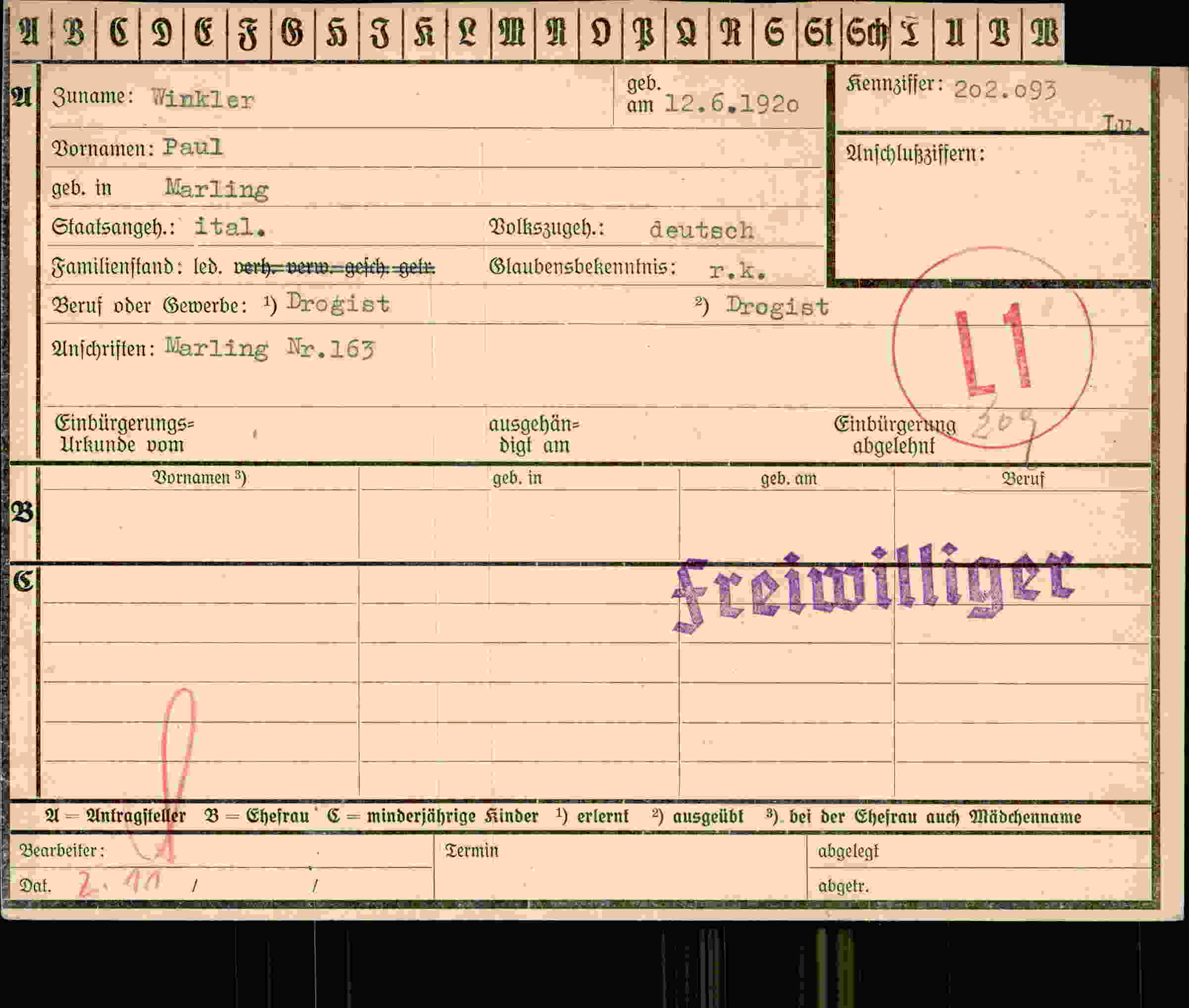 Vorderseite des Dokuments
