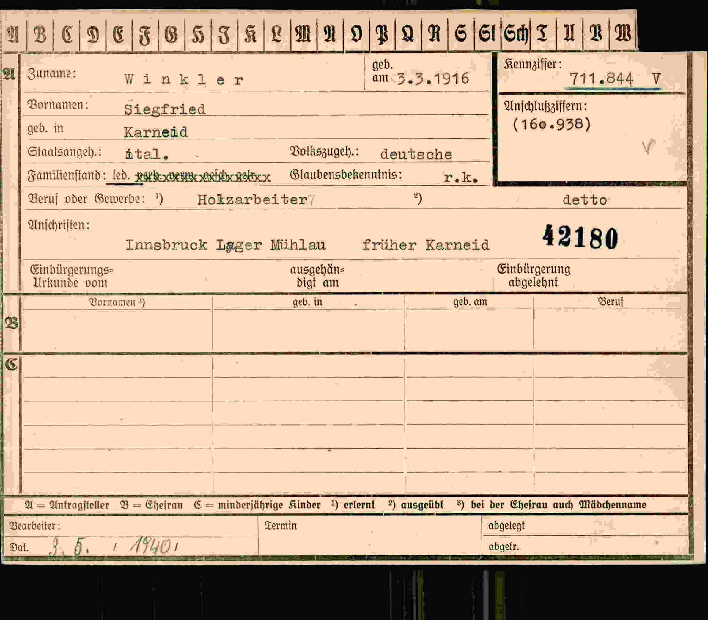 Vorderseite des Dokuments