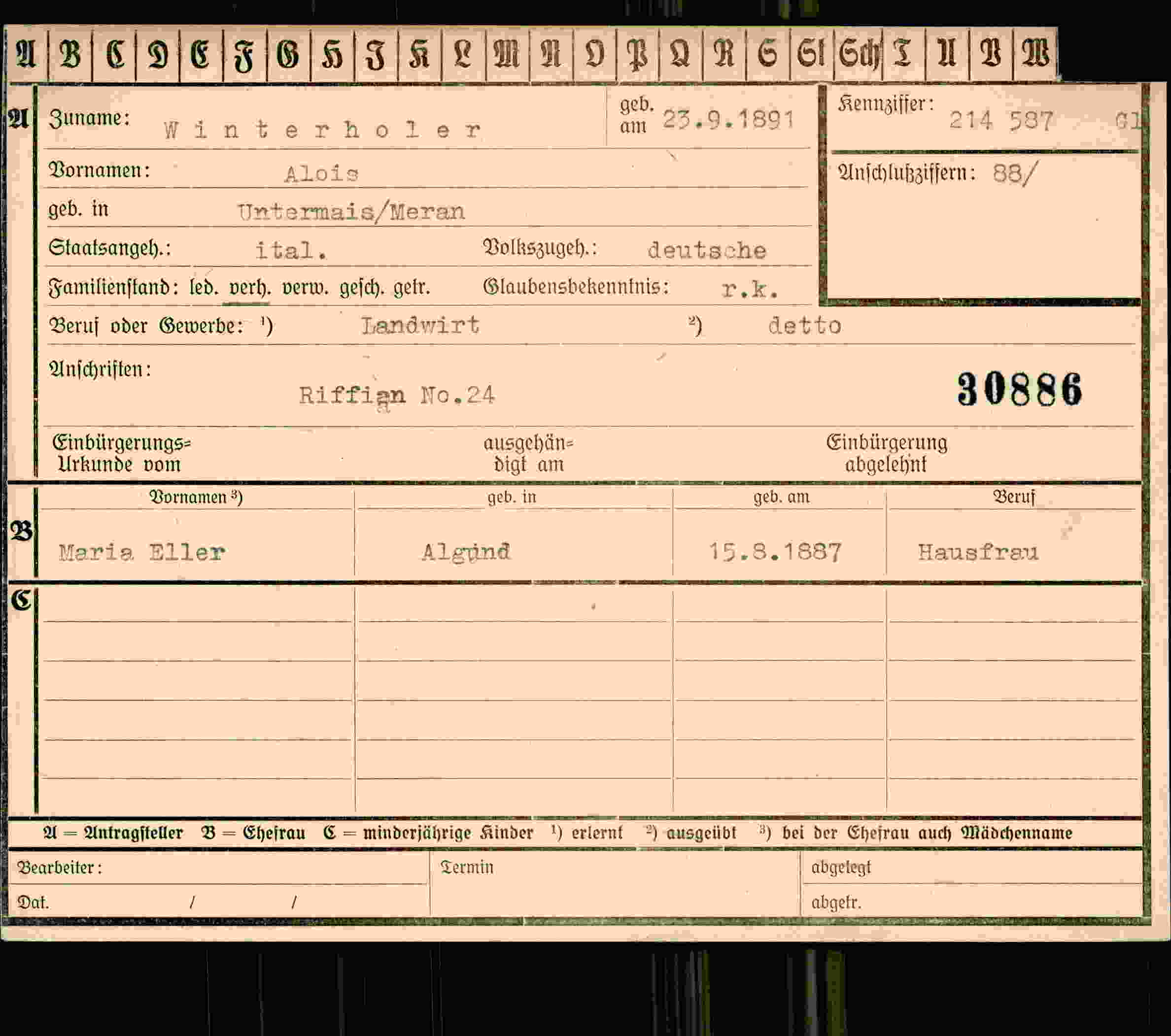 Vorderseite des Dokuments