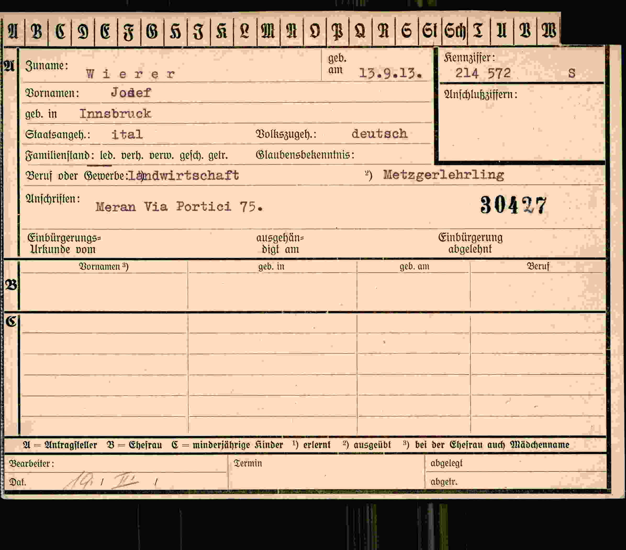 Dokument für Jodef Wierer