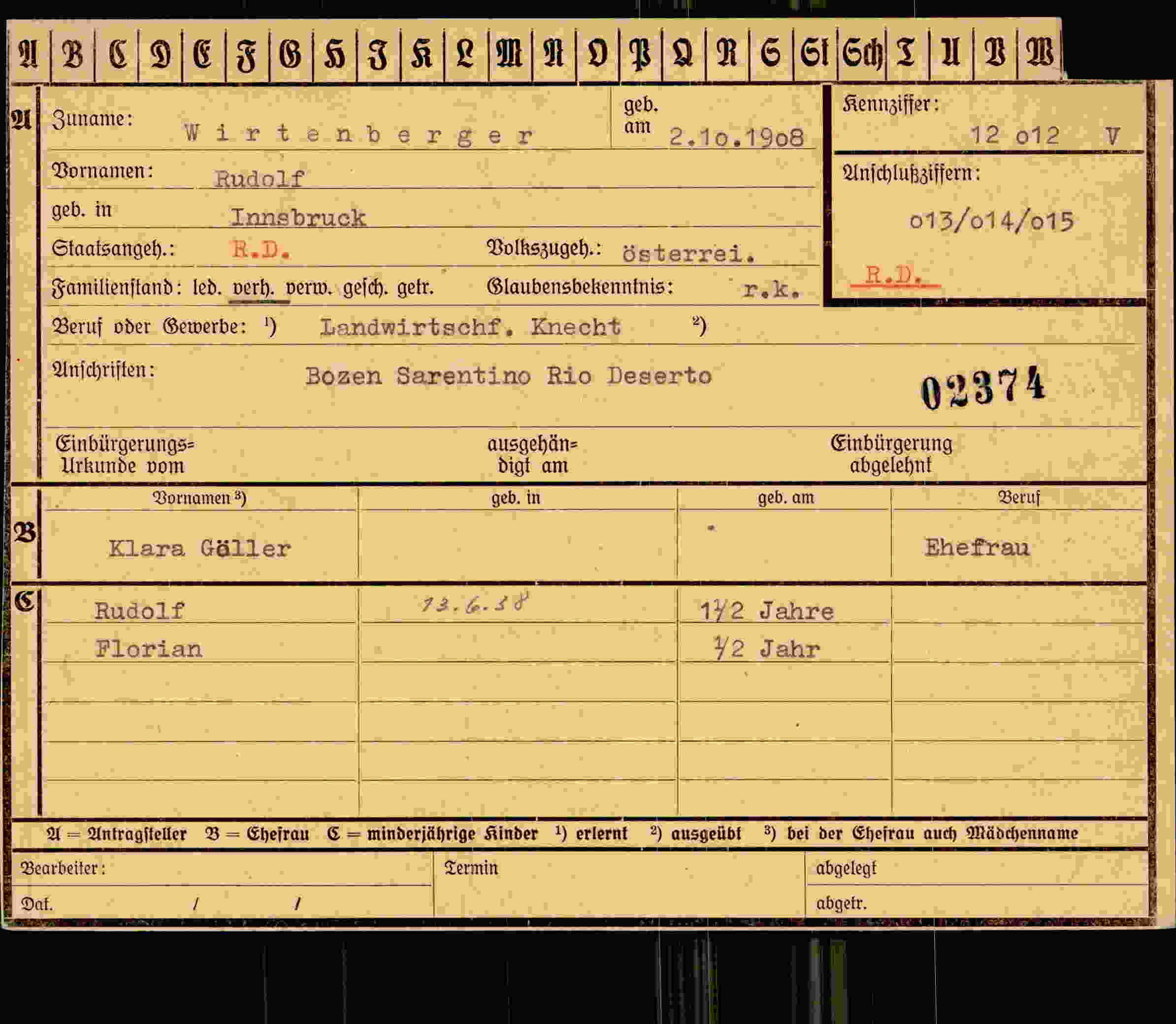 Dokument für Rudolf Wirtenberger