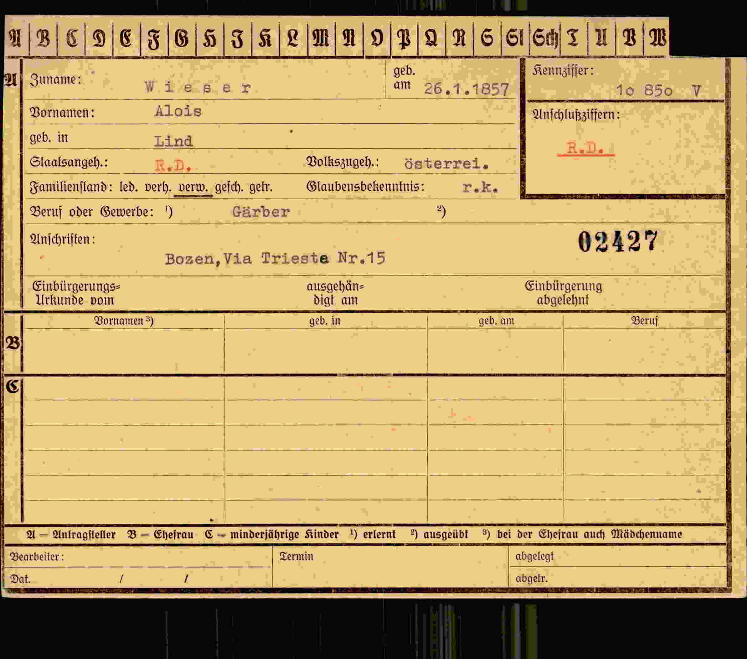 Dokument für Alois Wieser