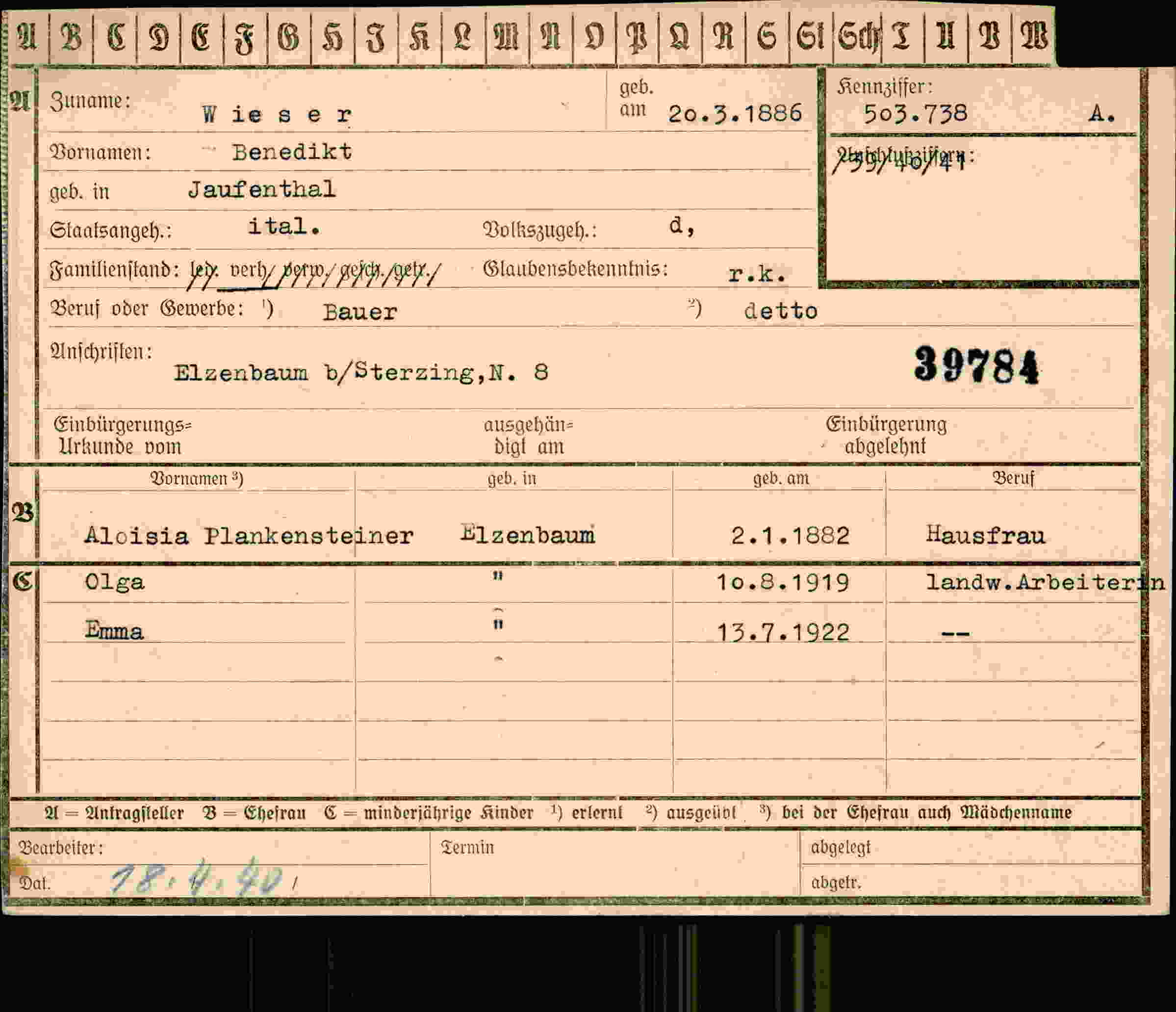 Dokument für Benedikt Wieser
