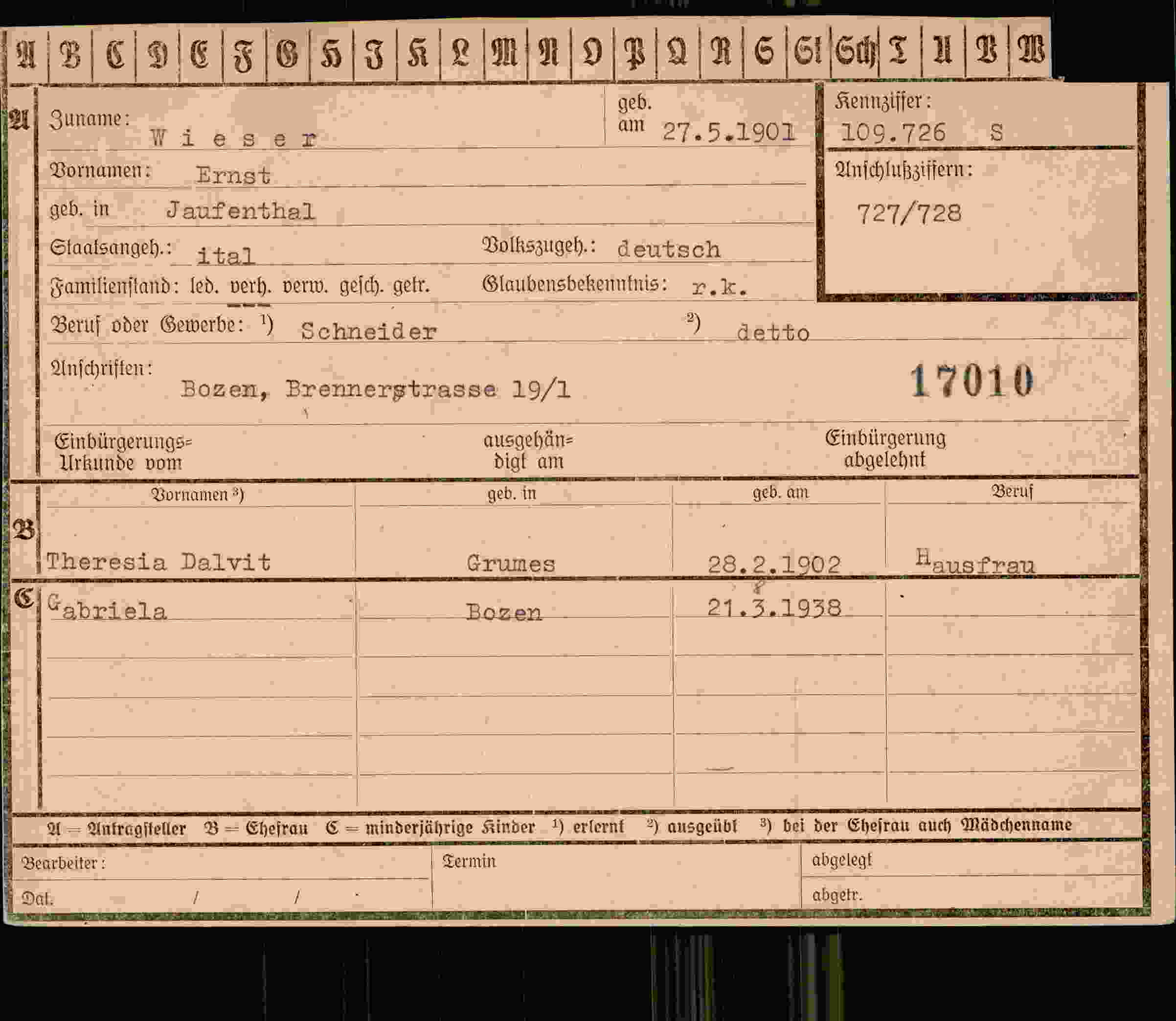 Dokument für Ernst Wieser