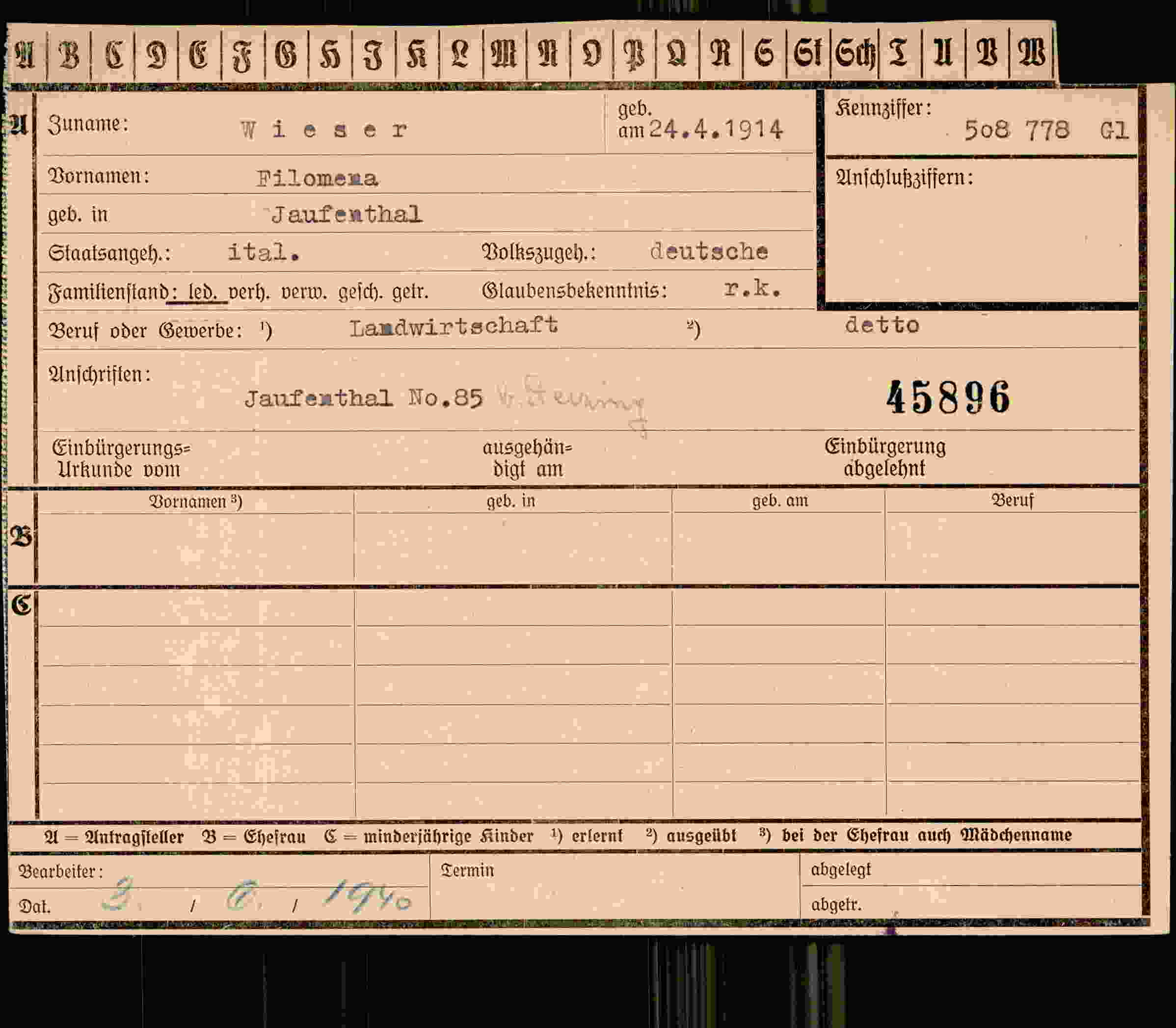 Dokument für Filomena Wieser