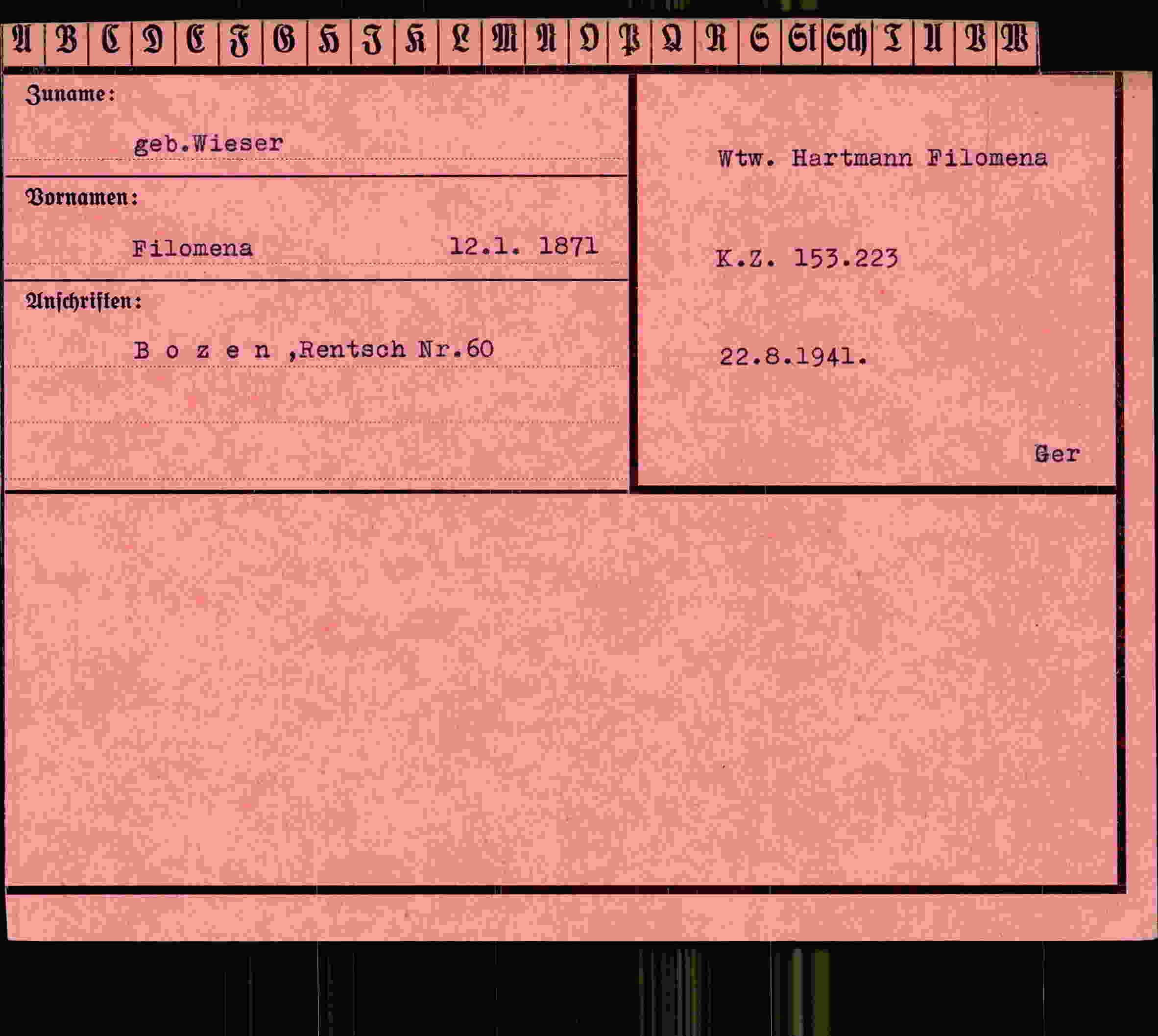 Vorderseite des Dokuments