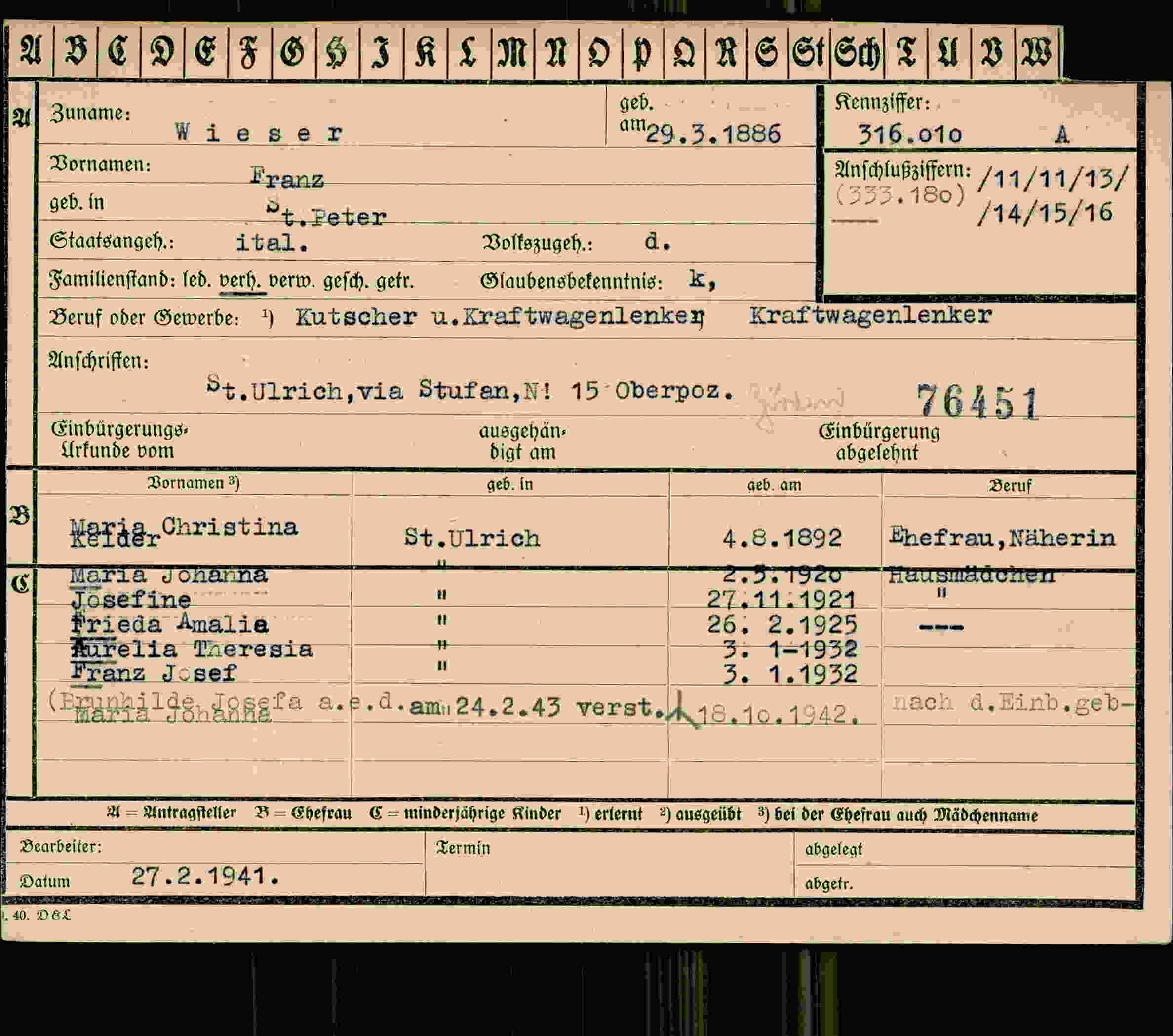 Dokument für Ranz Wieser