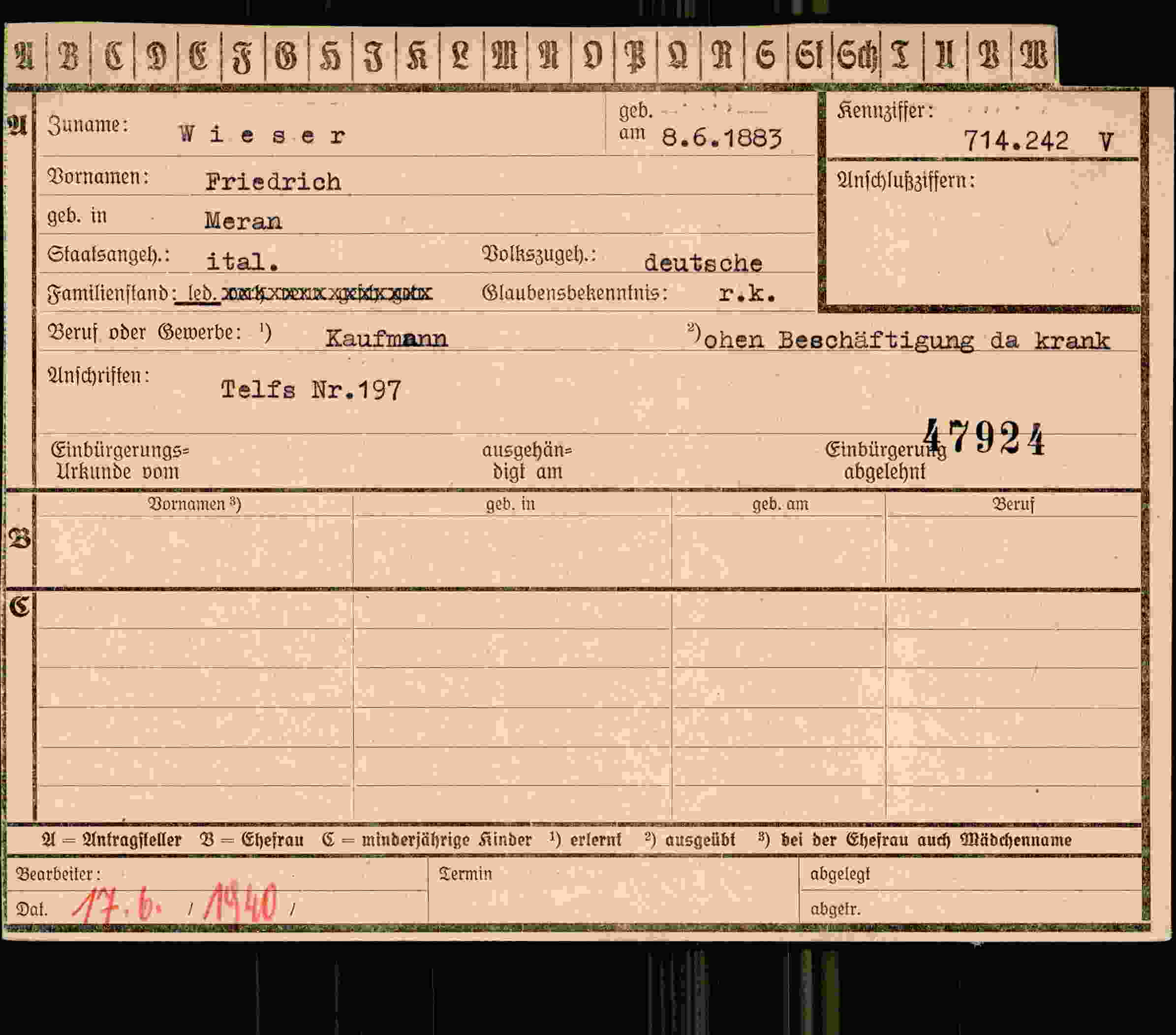 Dokument für Friedrich Wieser