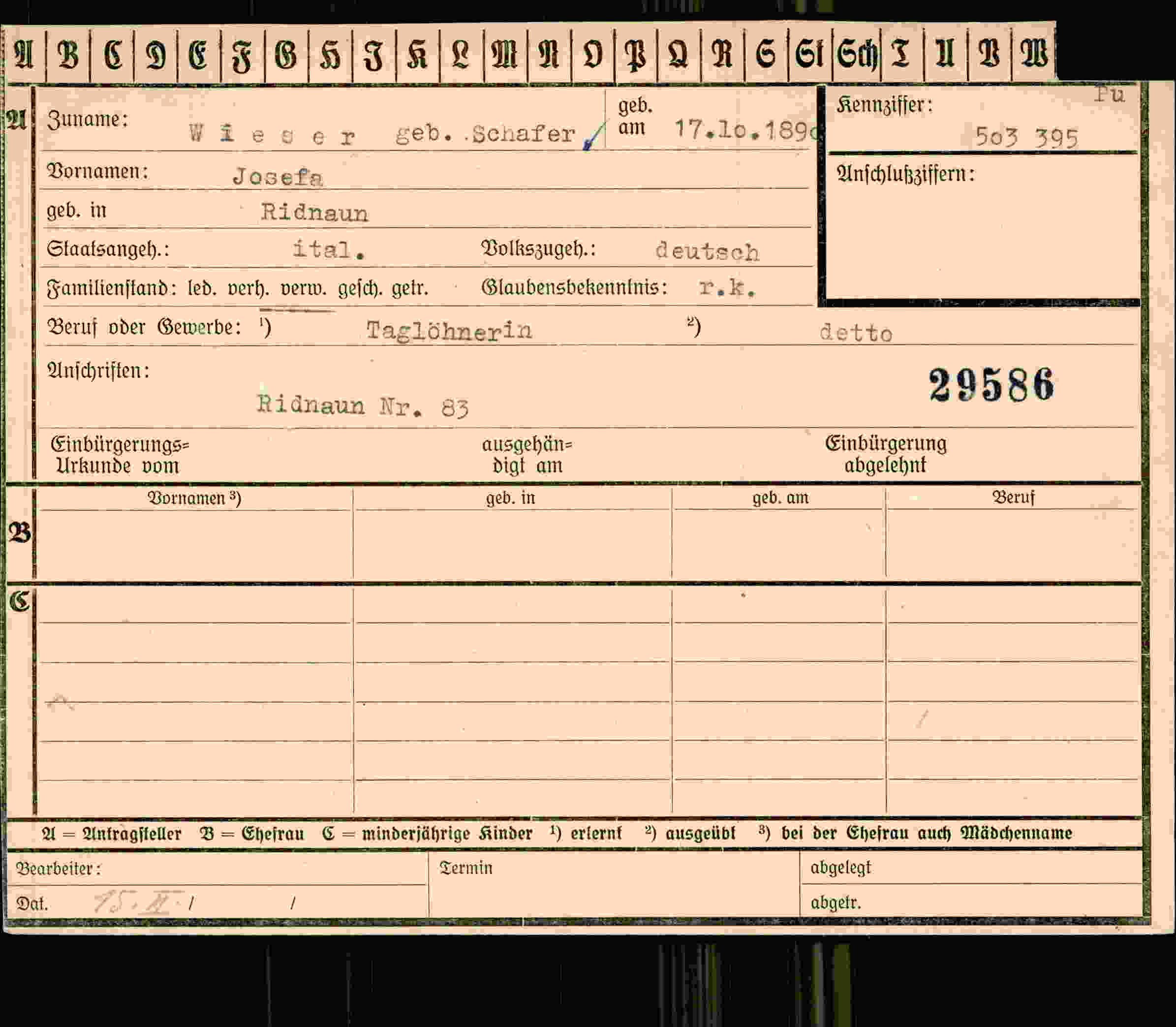 Vorderseite des Dokuments