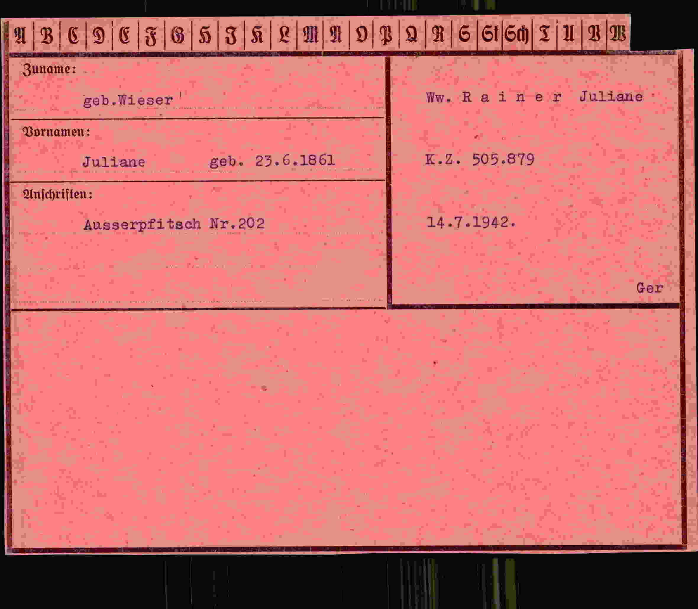 Vorderseite des Dokuments