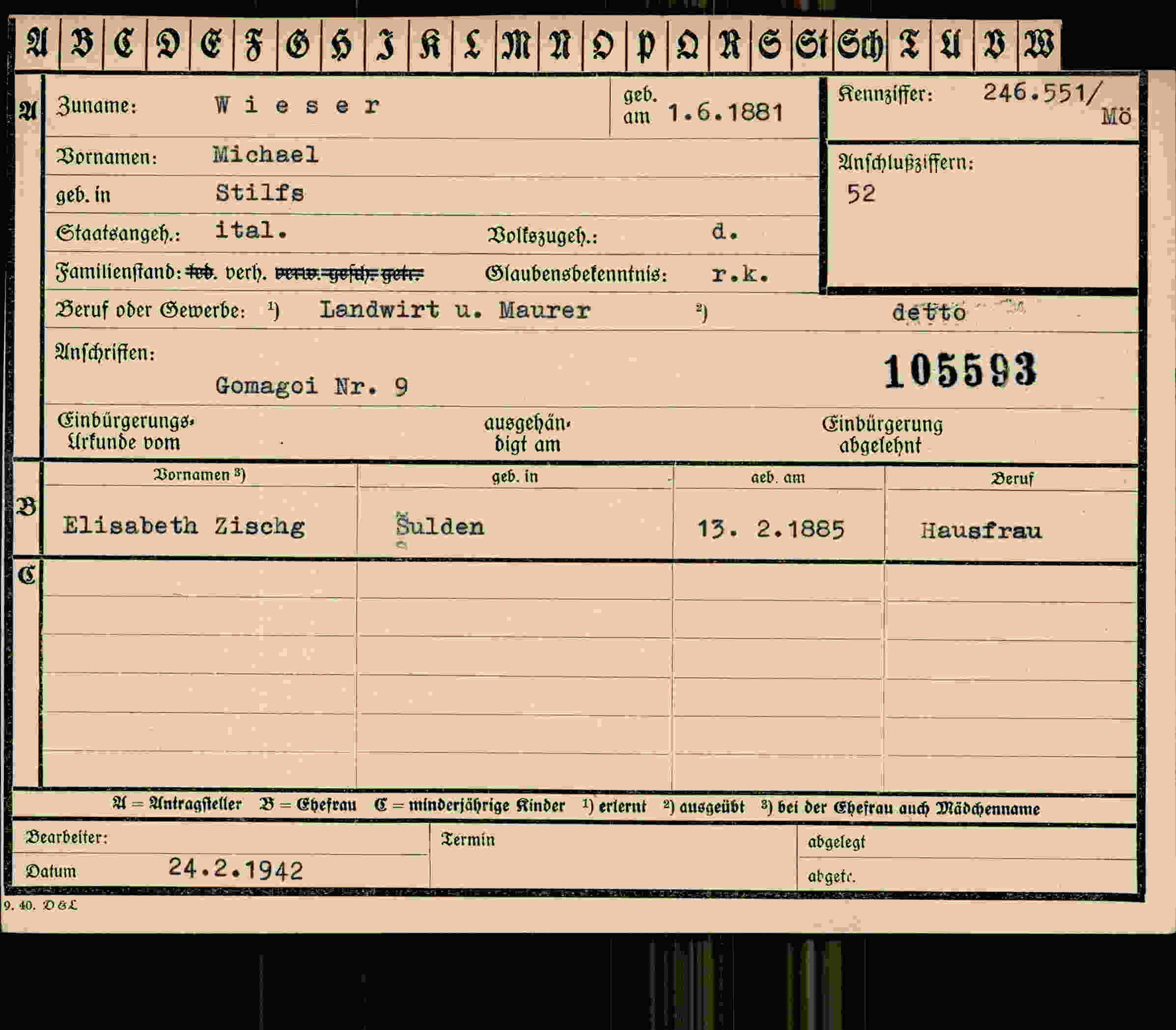 Vorderseite des Dokuments