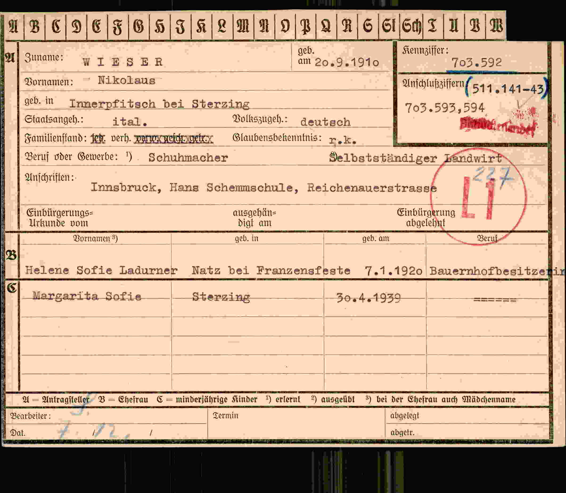 Vorderseite des Dokuments