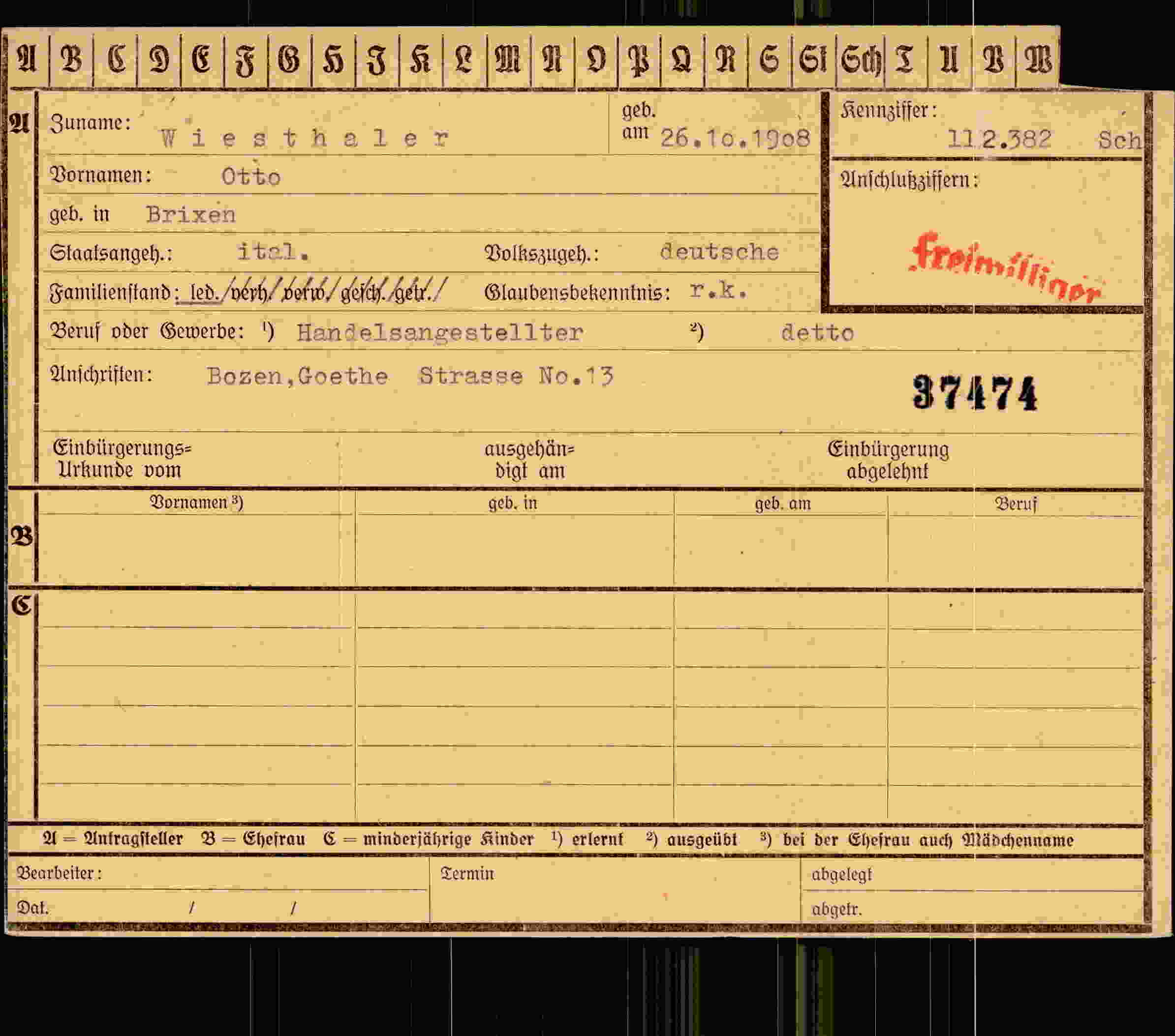 Vorderseite des Dokuments
