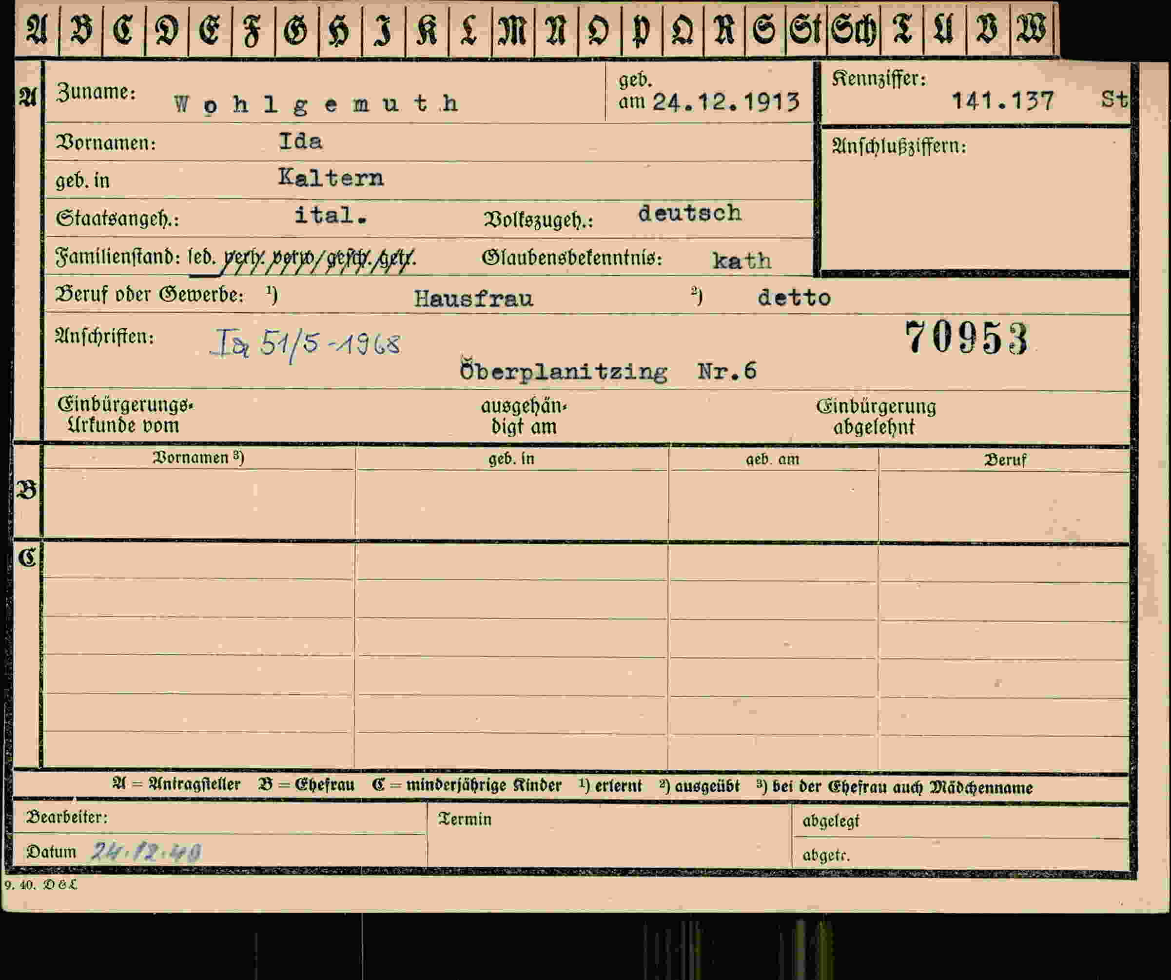 Vorderseite des Dokuments