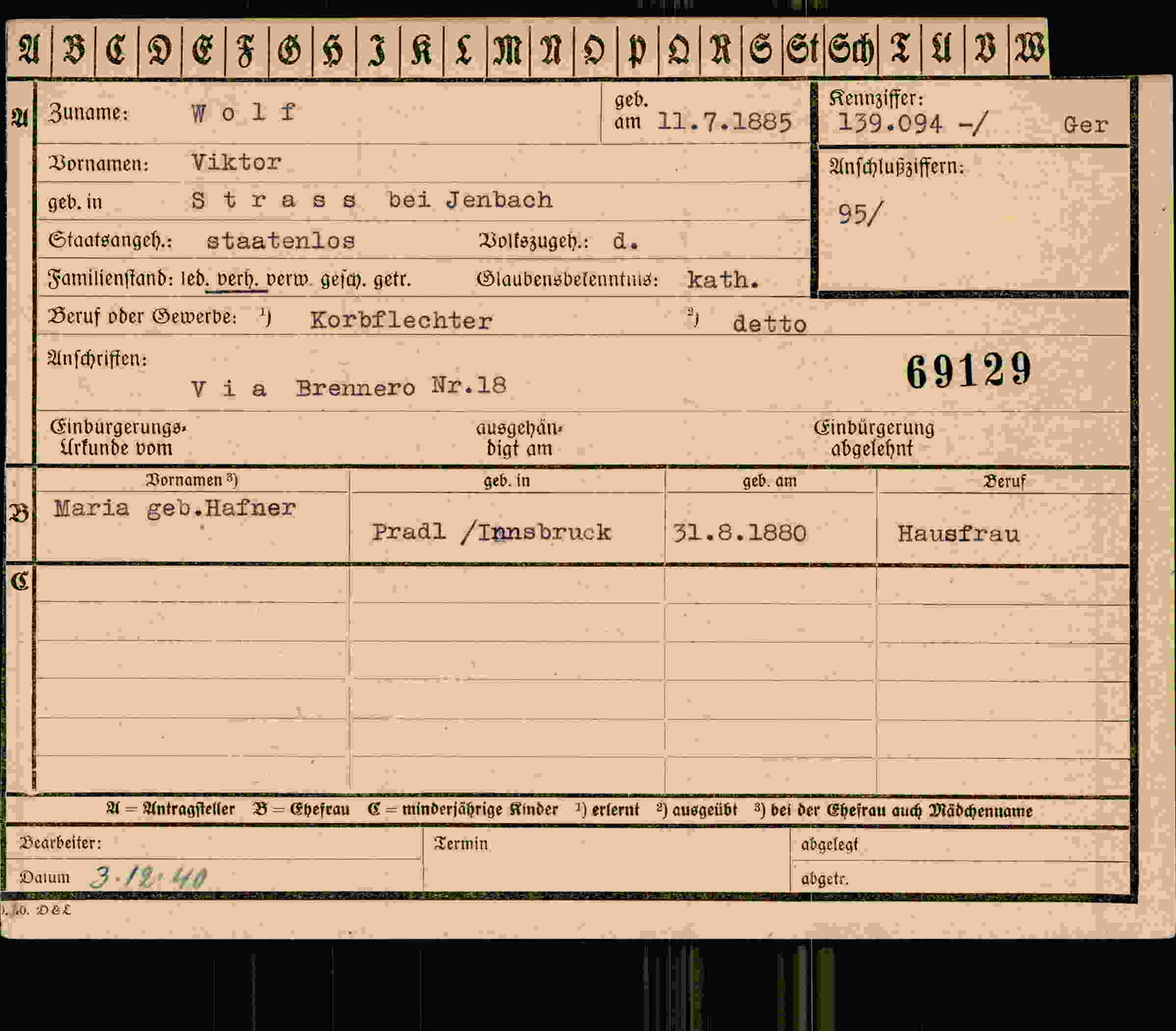 Vorderseite des Dokuments