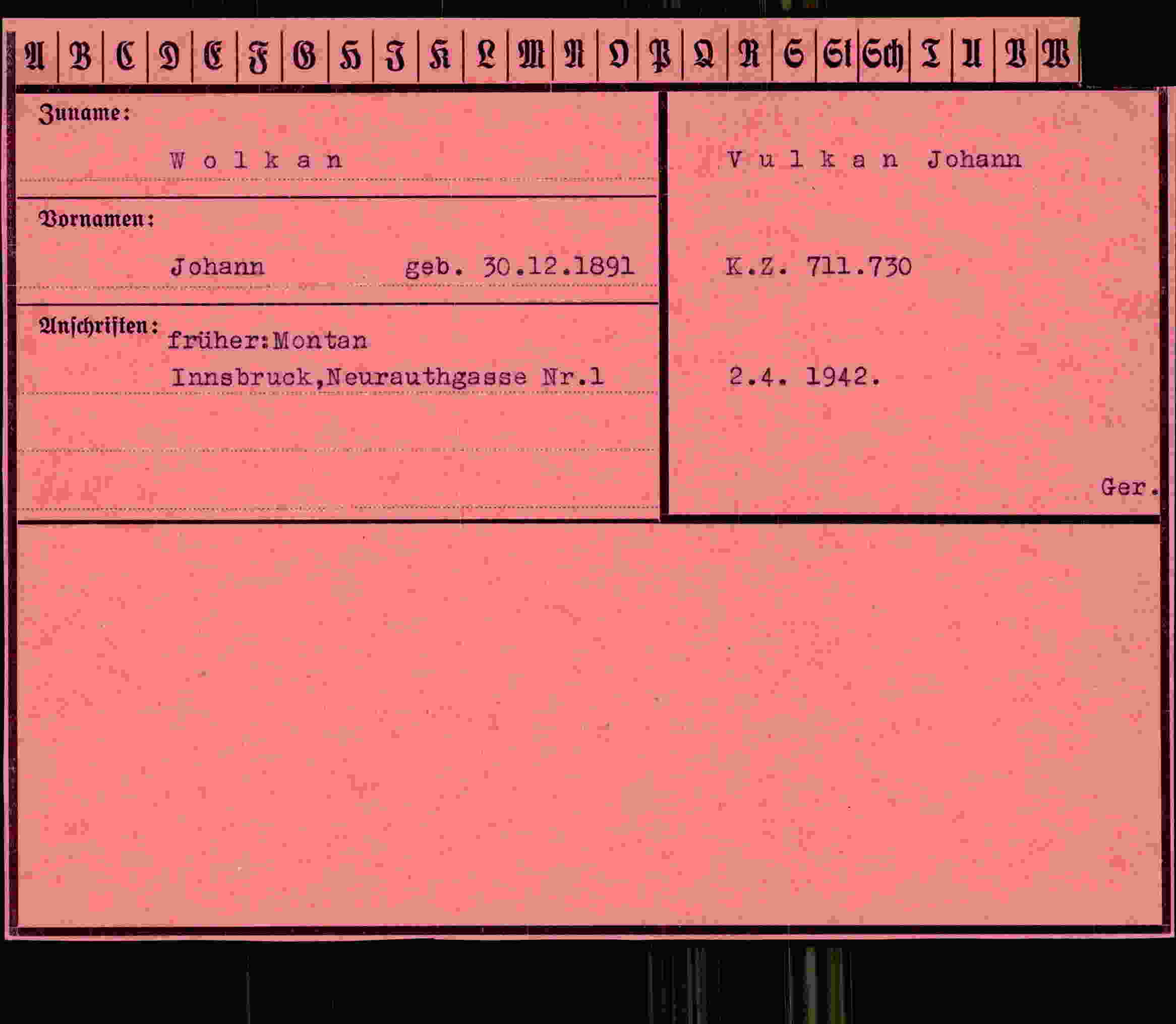 Vorderseite des Dokuments