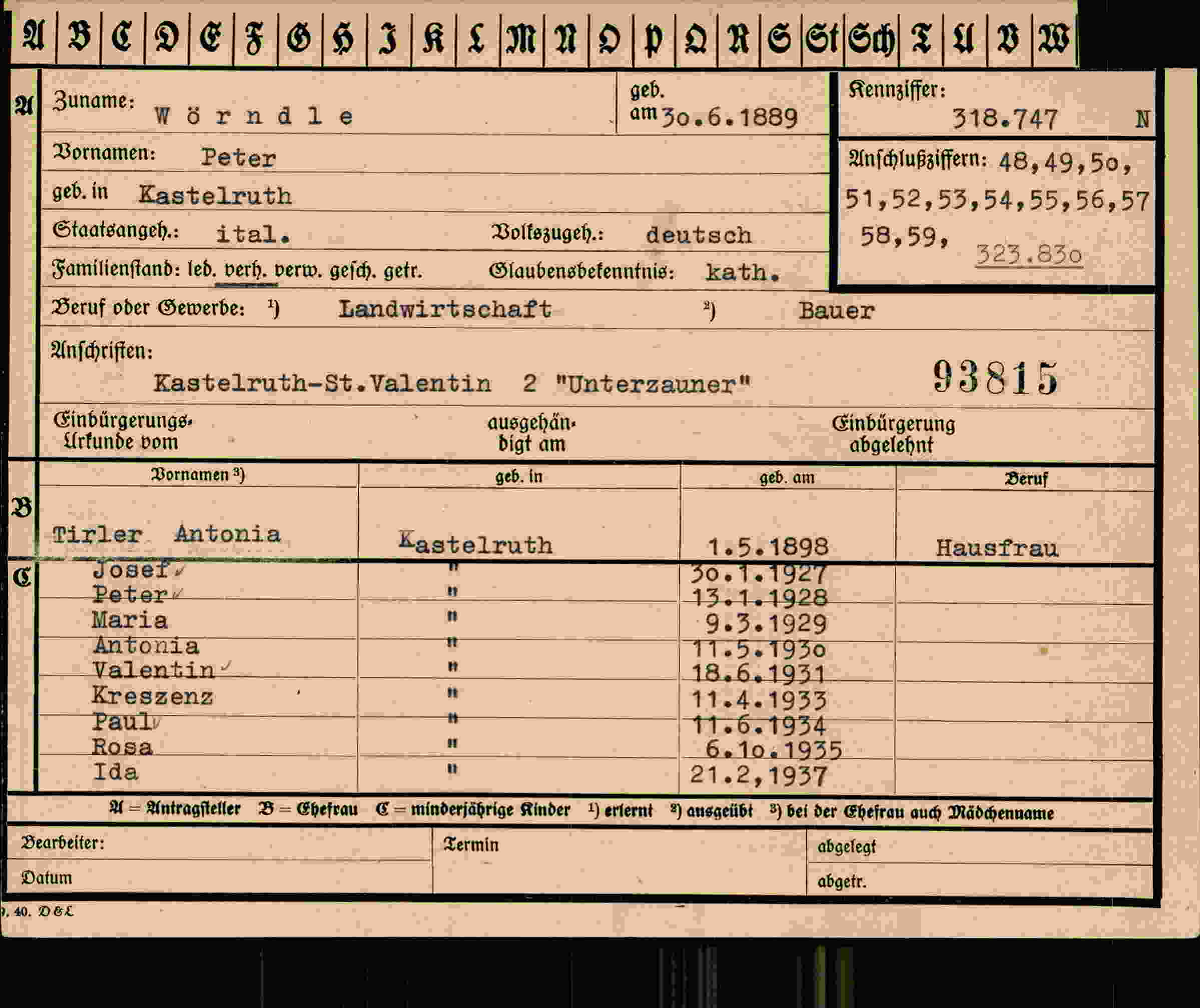 Vorderseite des Dokuments