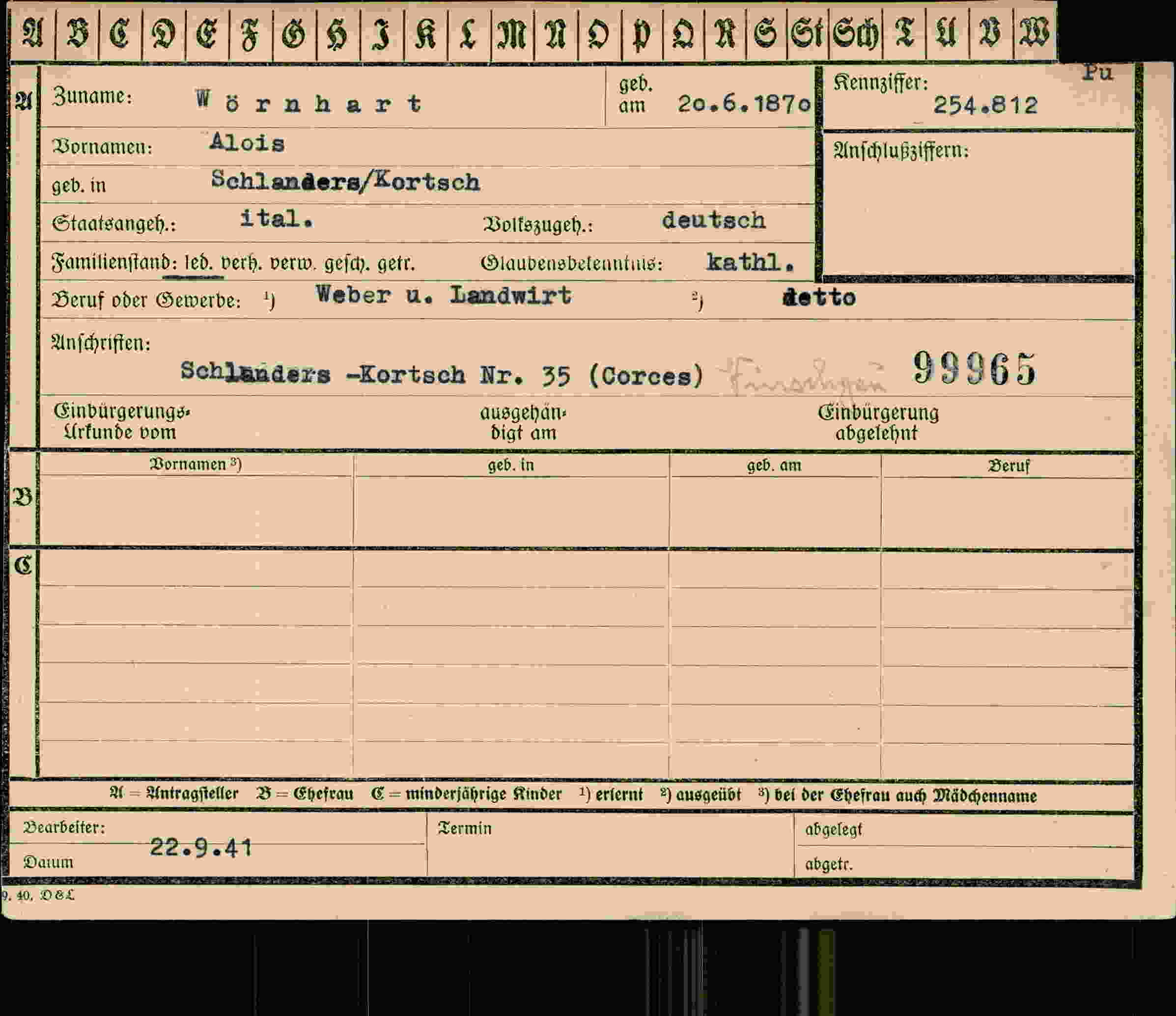 Dokument für Alois Wörnhart