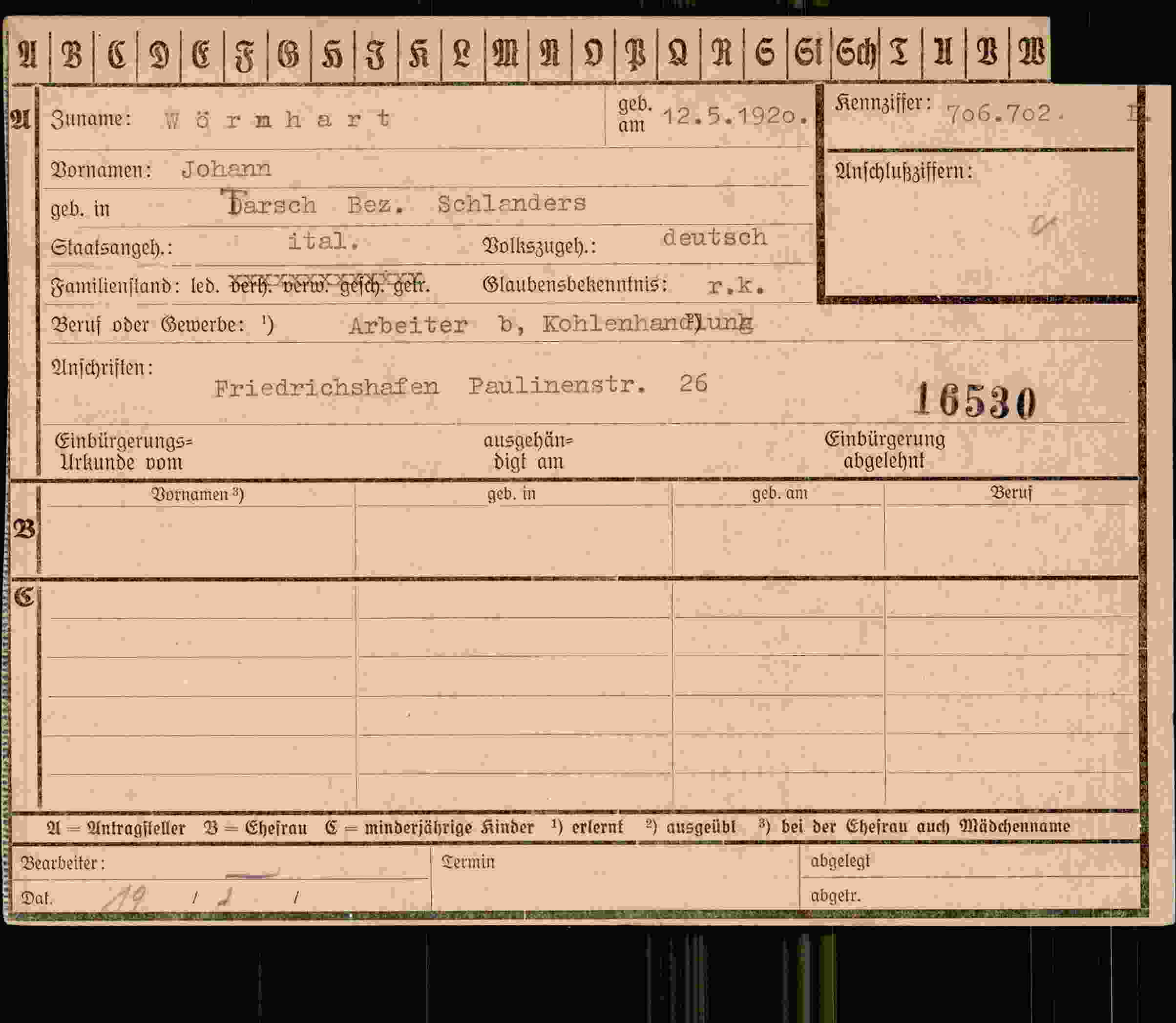 Dokument für Johann Wörmhart