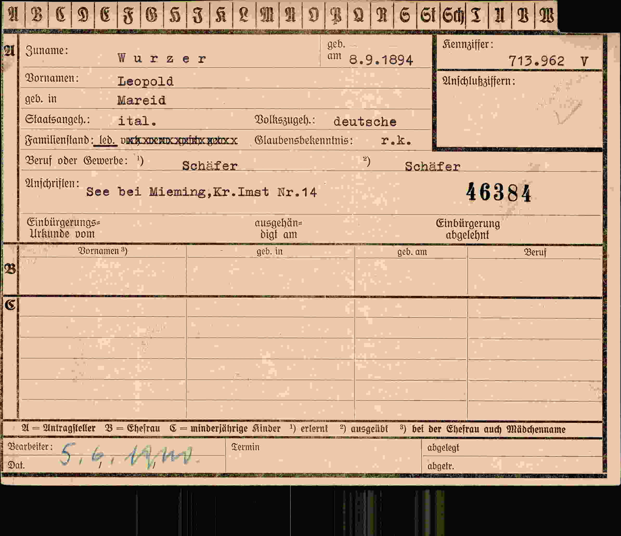 Dokument für Leopold Wurzer