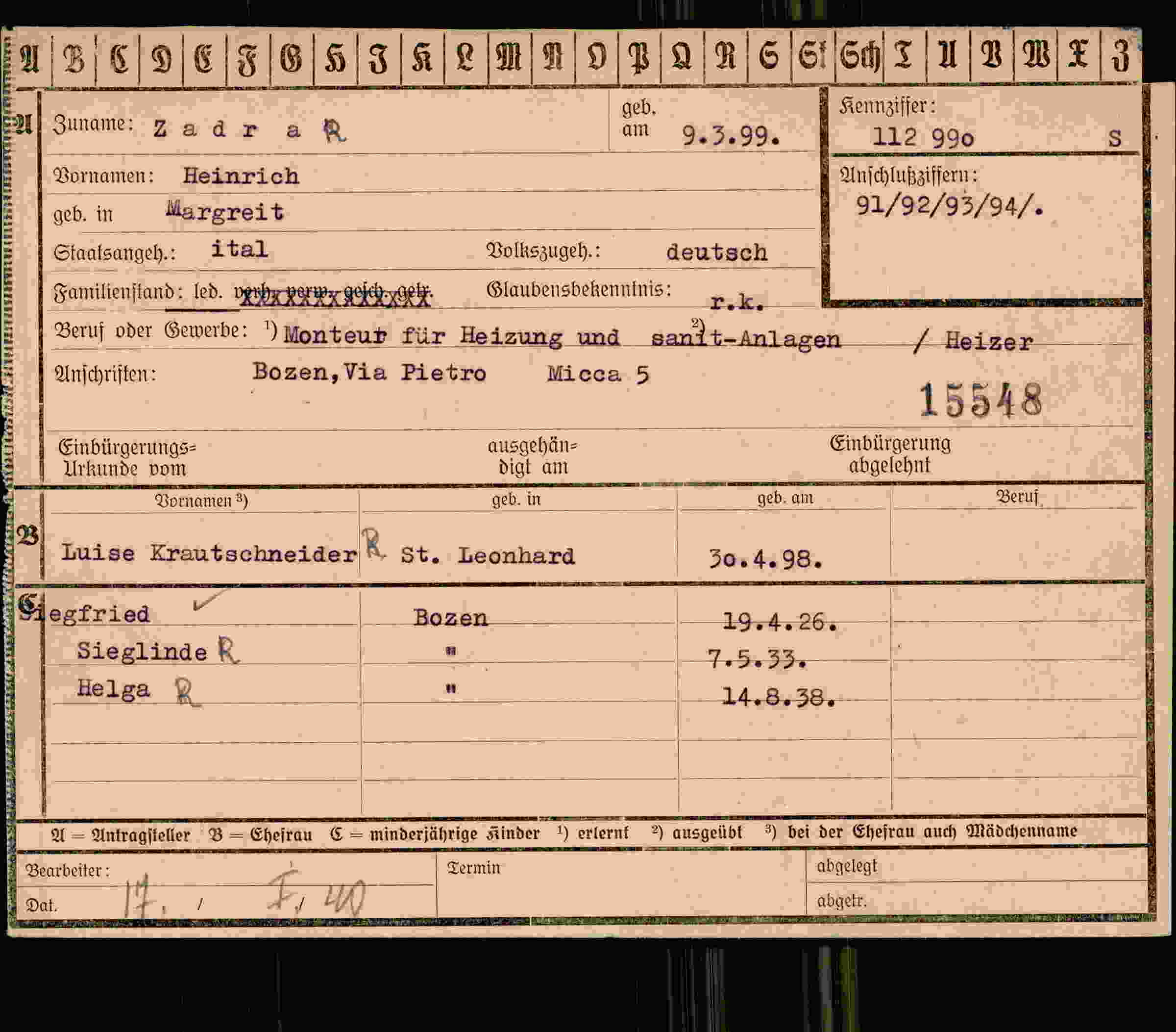 Vorderseite des Dokuments