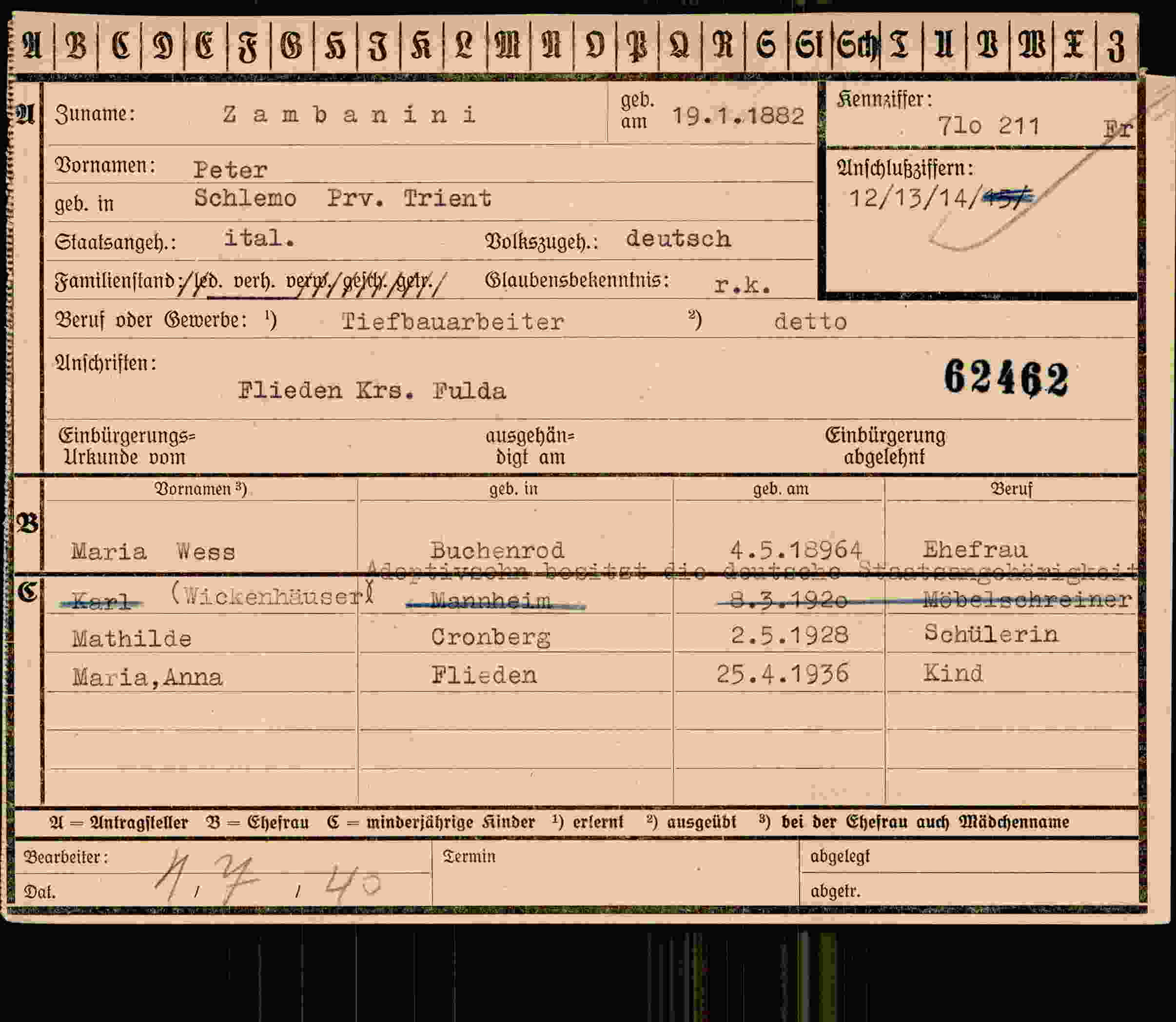 Vorderseite des Dokuments