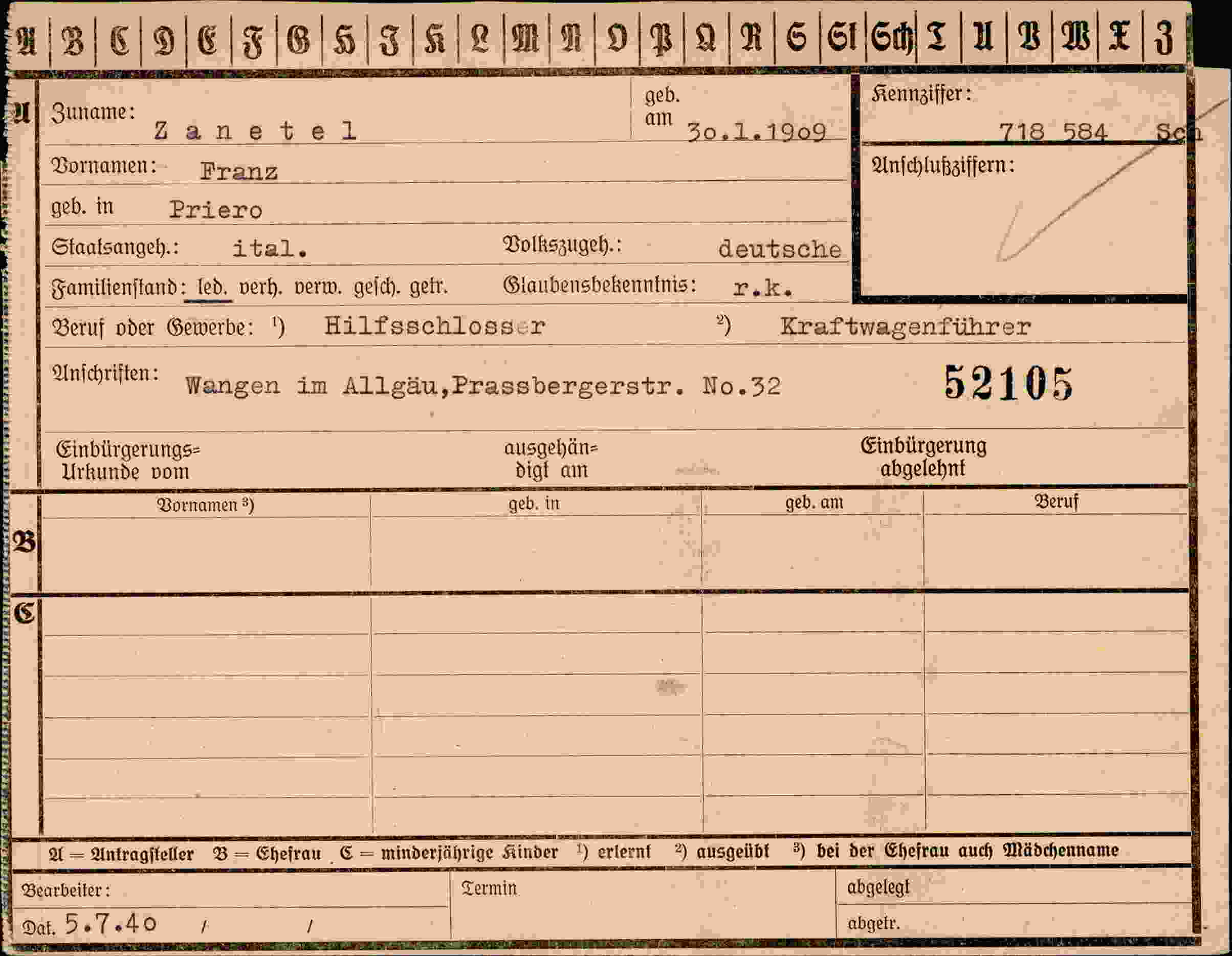 Dokument für Franz Zanetel