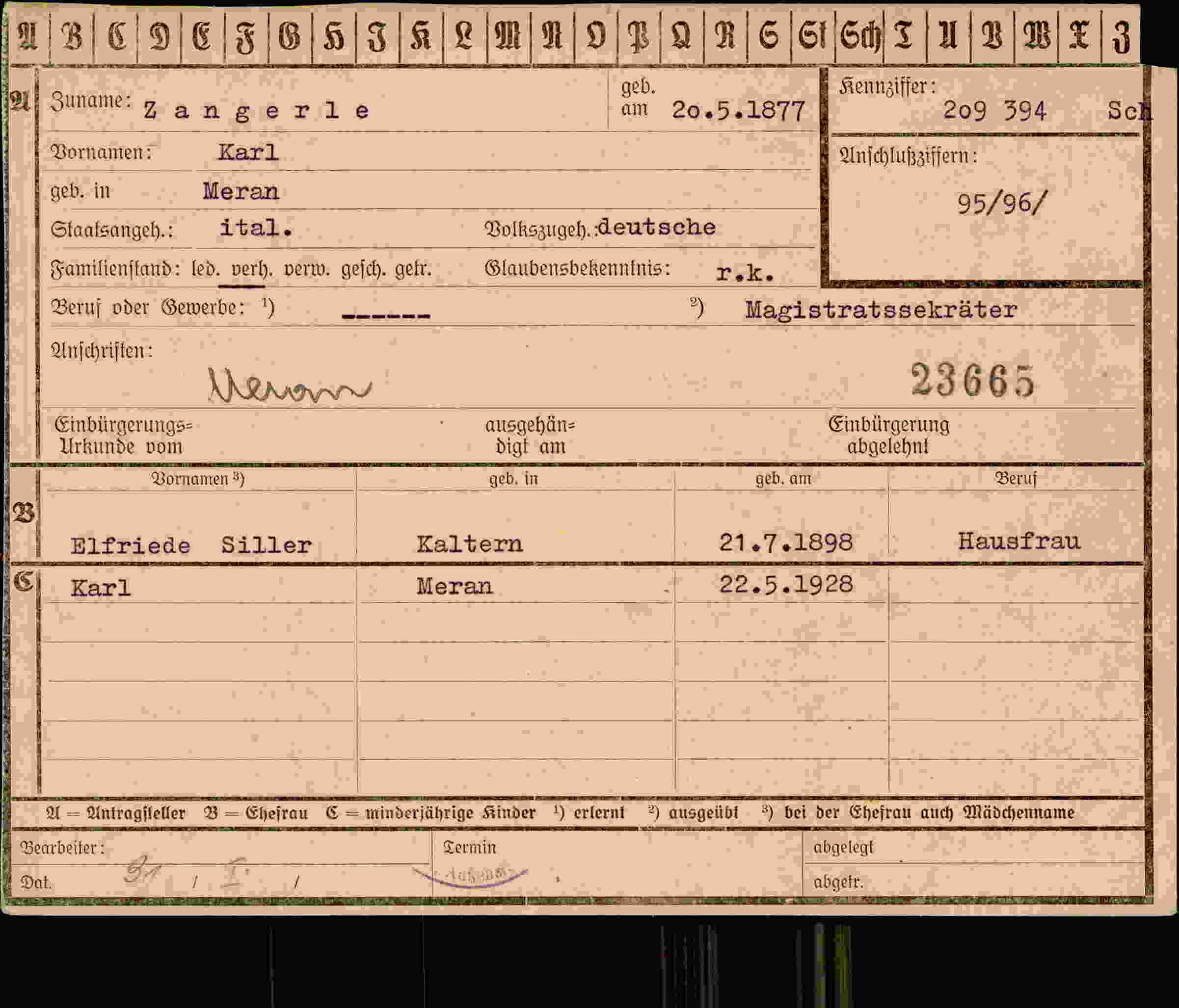 Vorderseite des Dokuments
