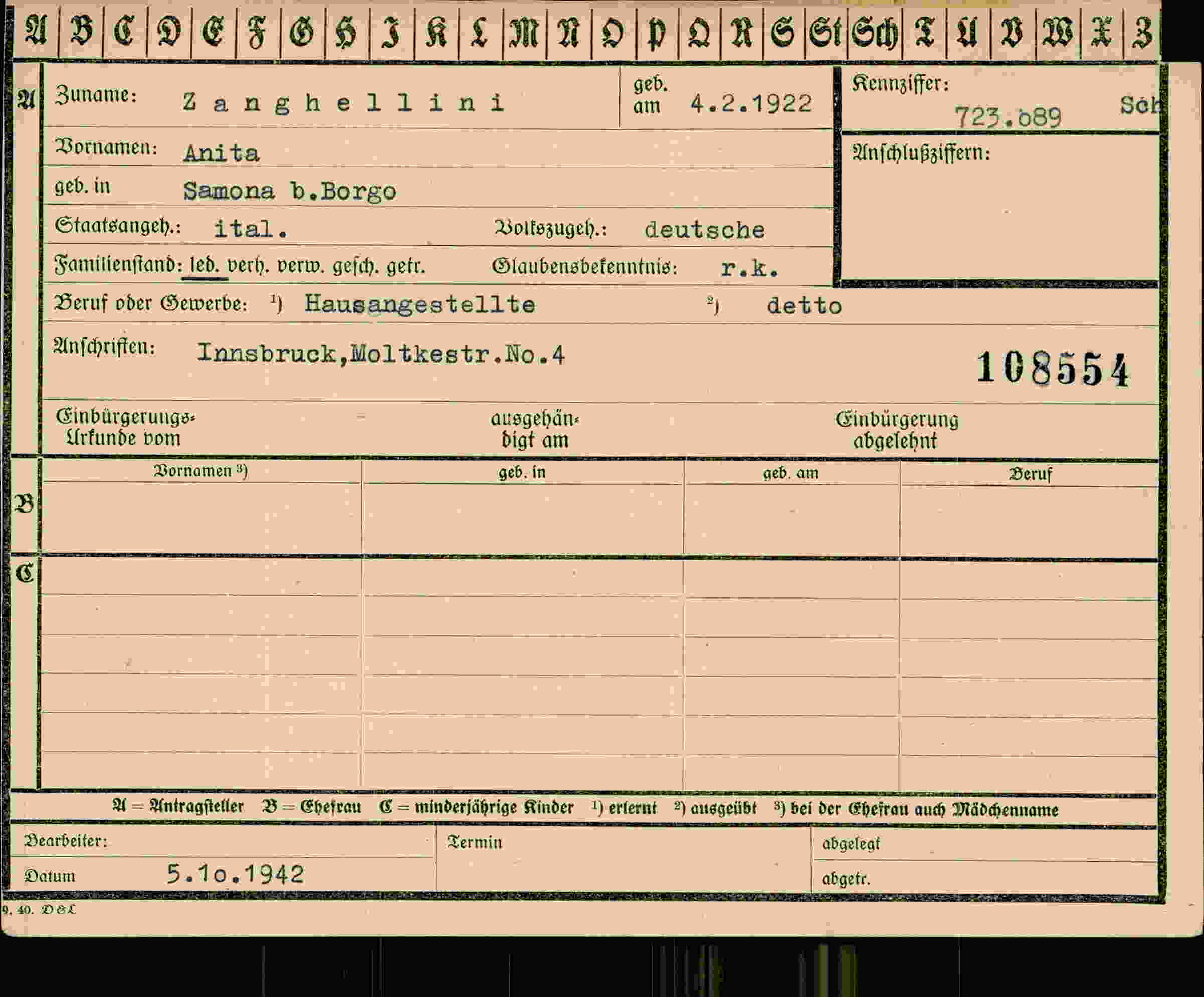 Dokument für Anita Zanghellini
