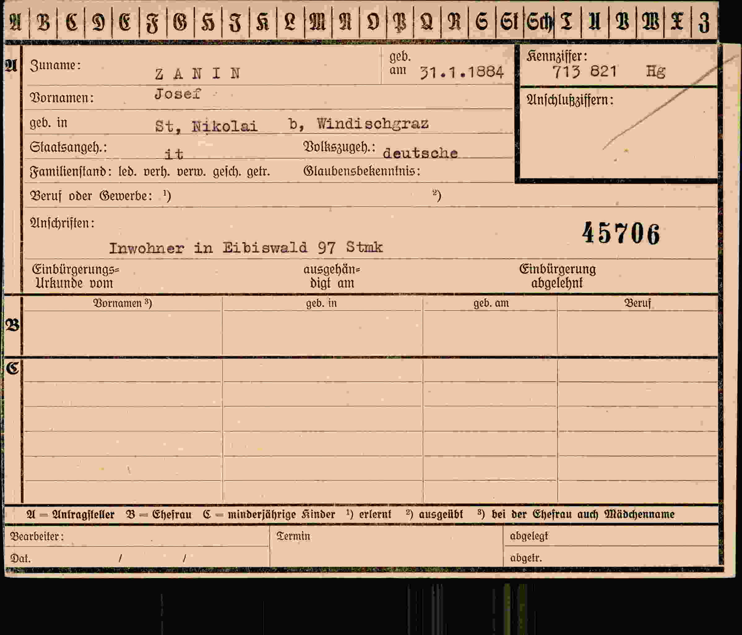 Vorderseite des Dokuments