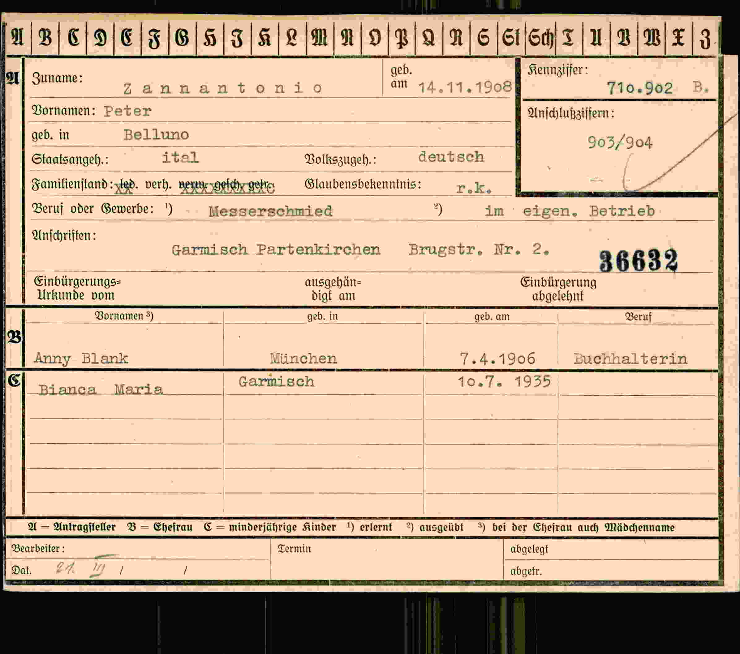 Dokument für Peter Zannantonio
