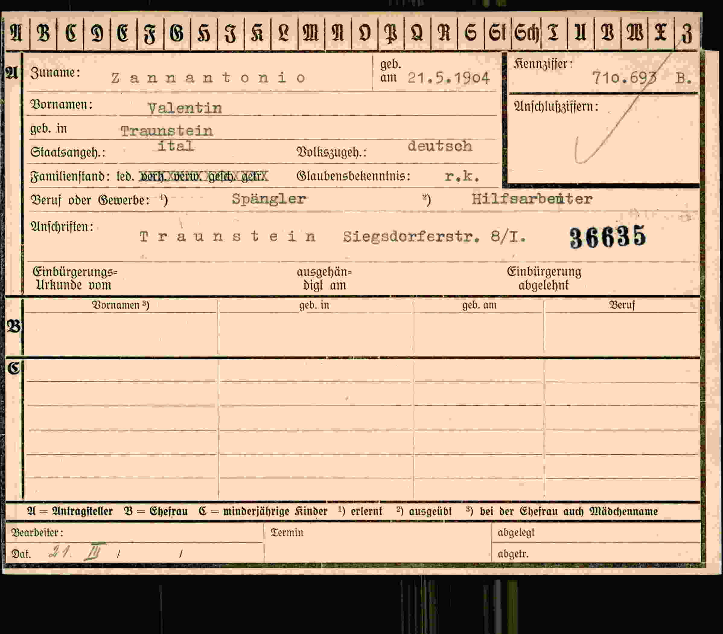 Dokument für Valentin Zannantonio