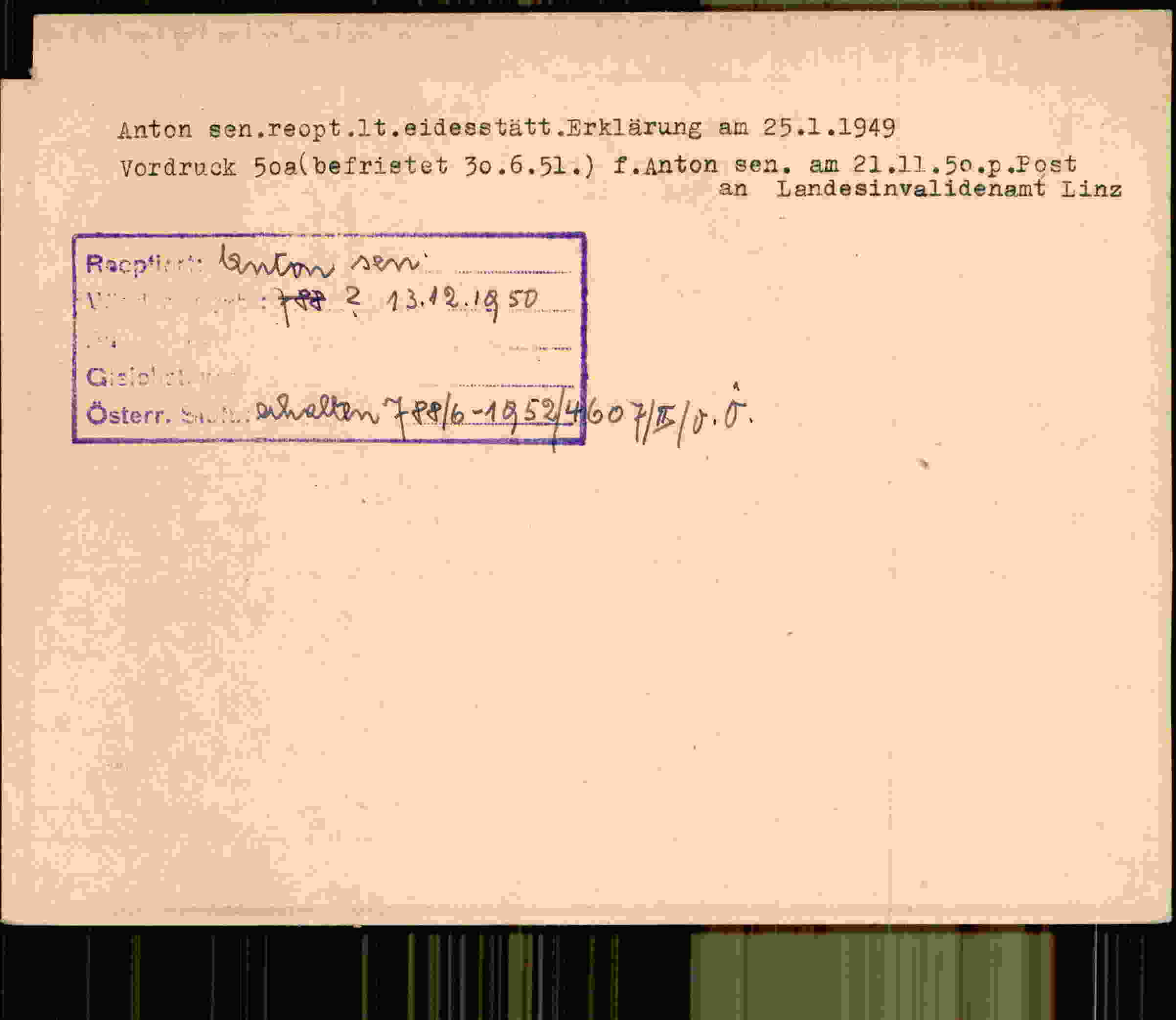 Rückseite des Dokuments