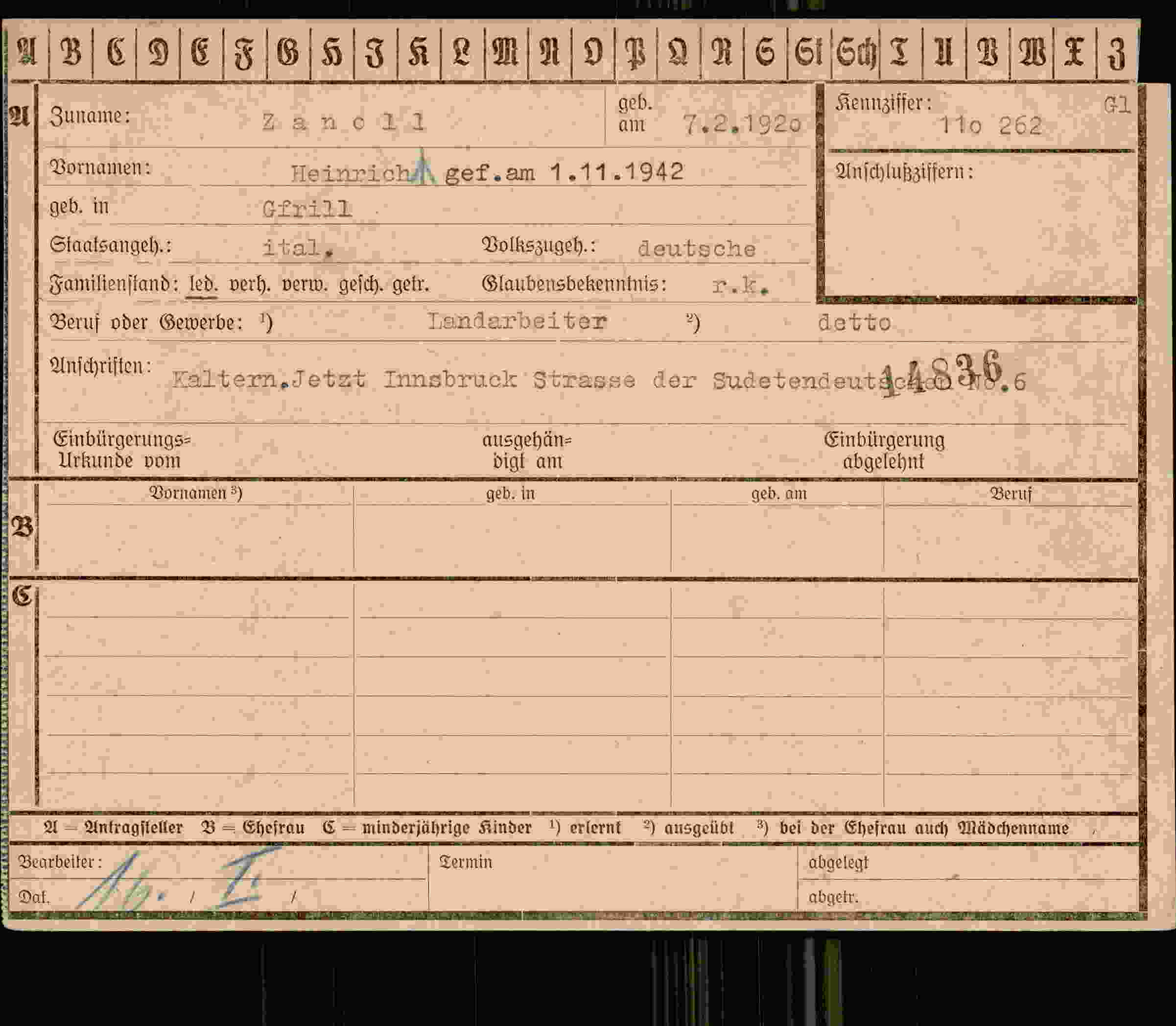 Vorderseite des Dokuments