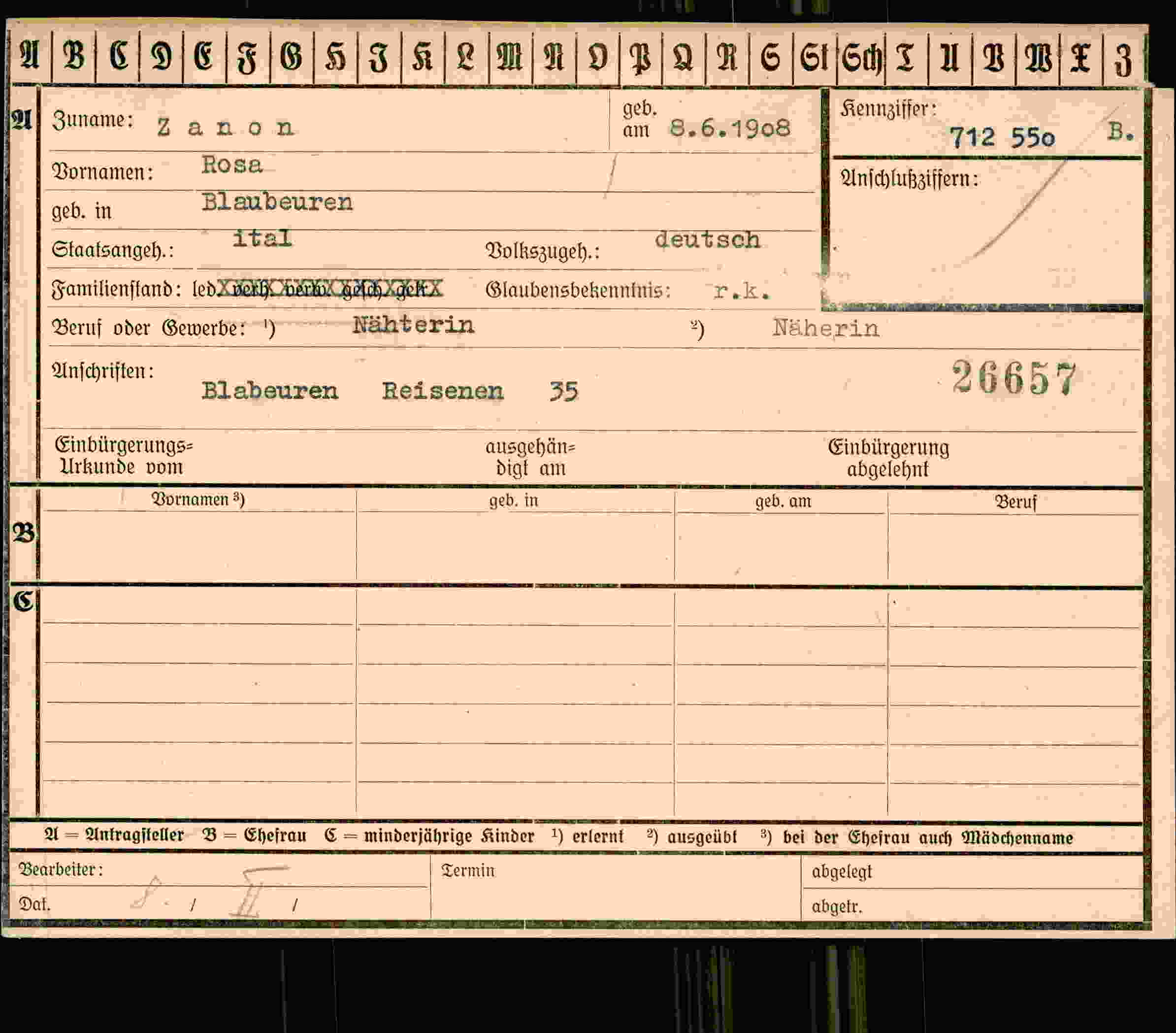 Dokument für Rosa Zanon
