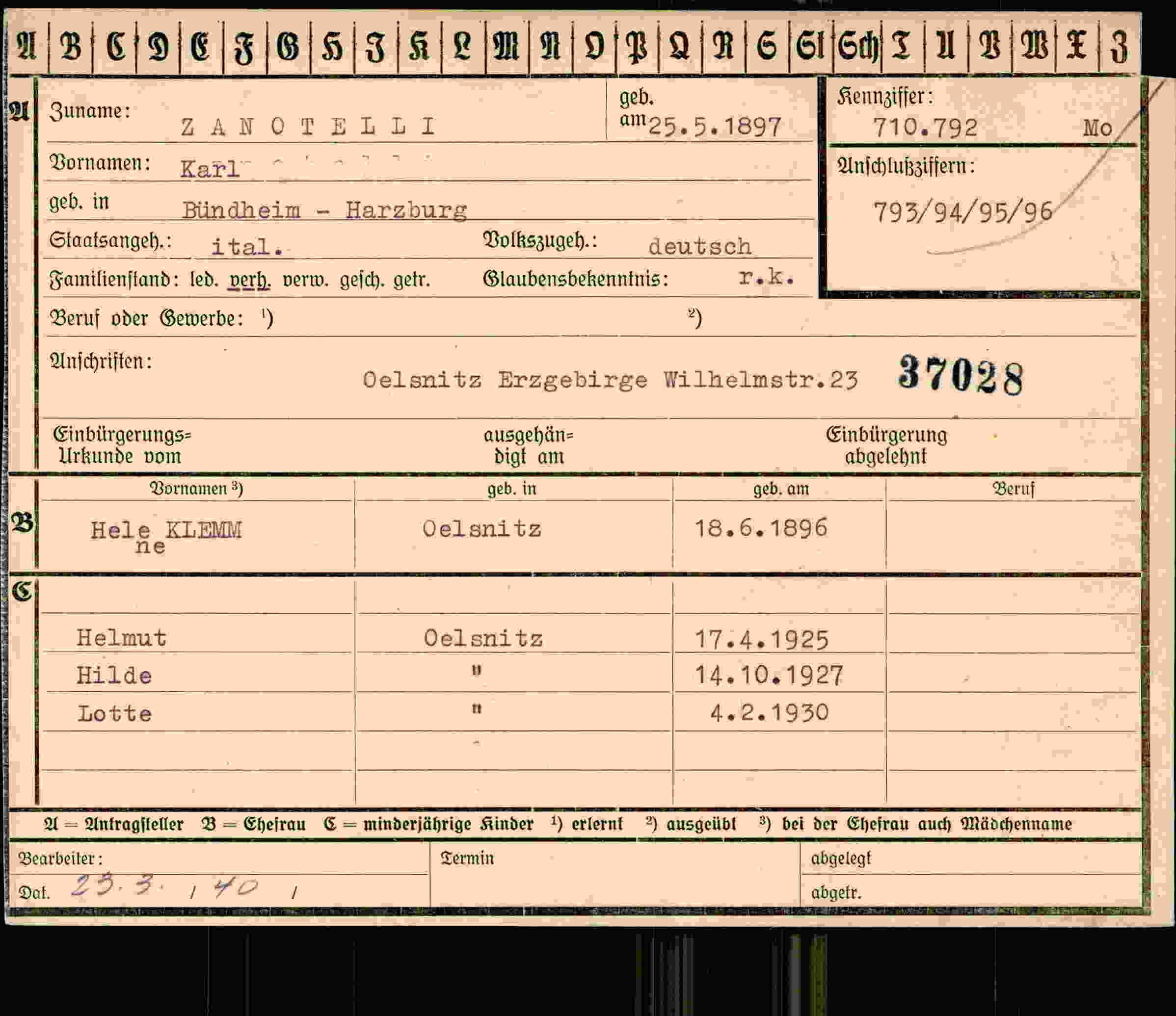 Vorderseite des Dokuments