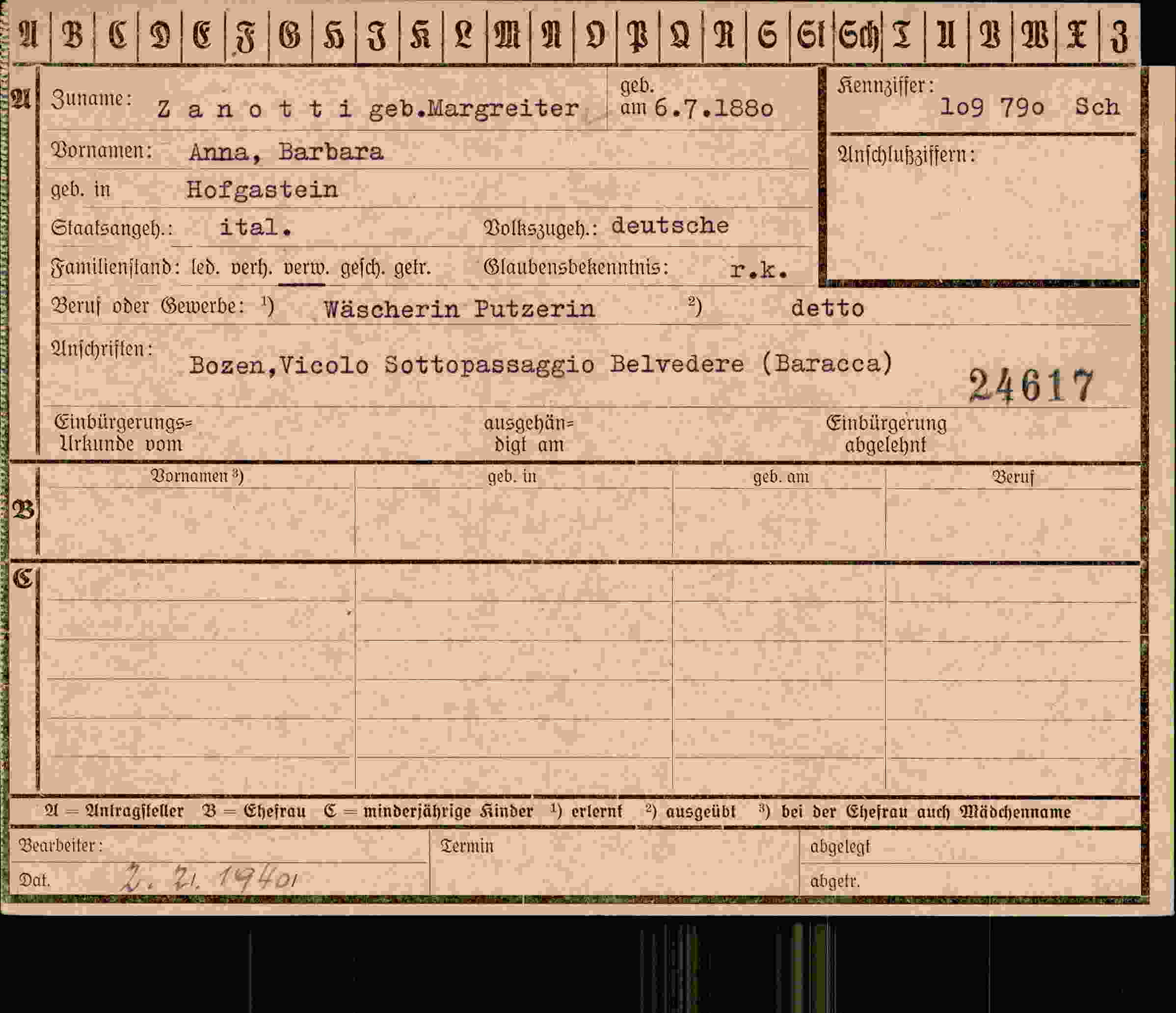 Vorderseite des Dokuments