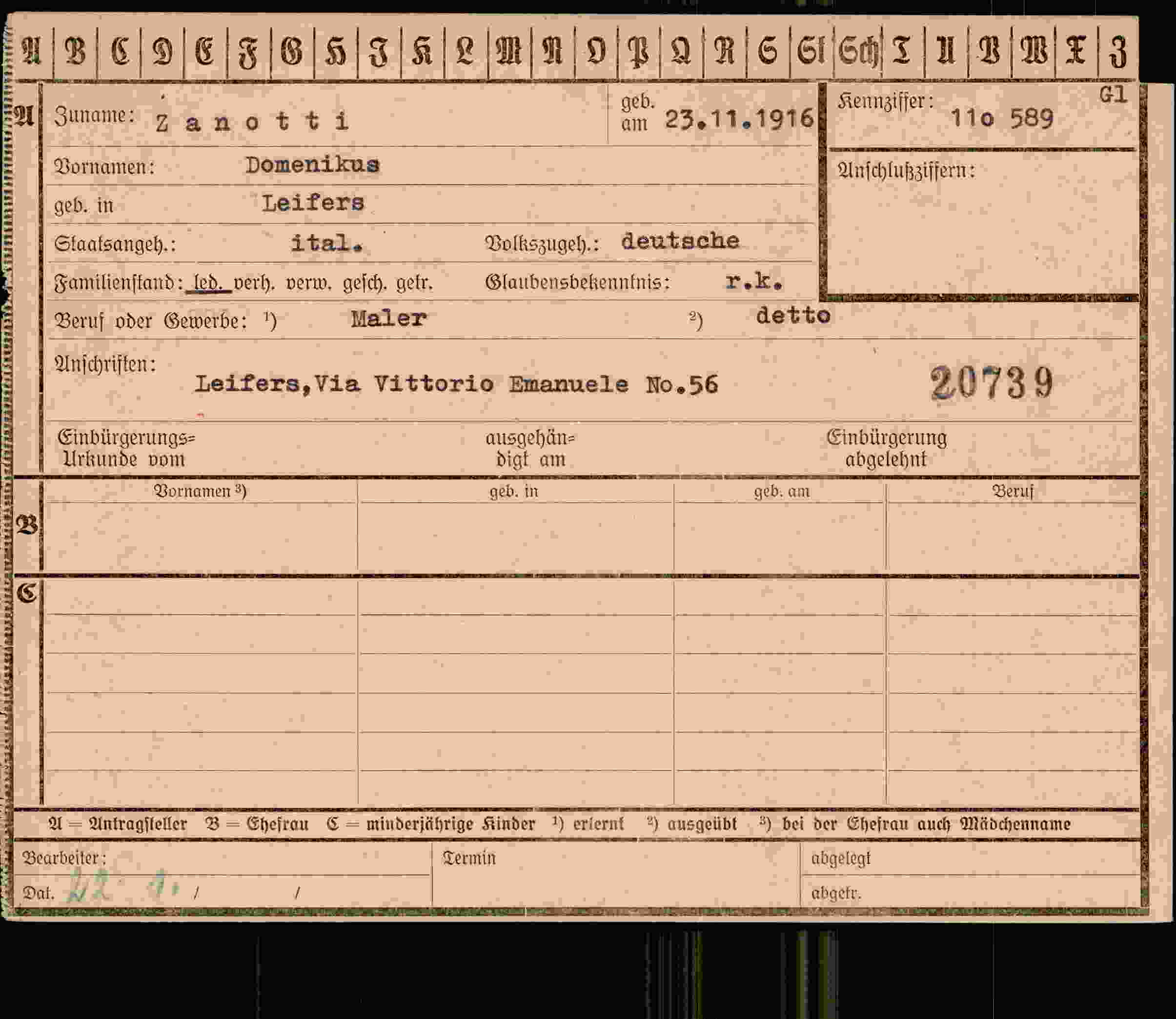 Vorderseite des Dokuments