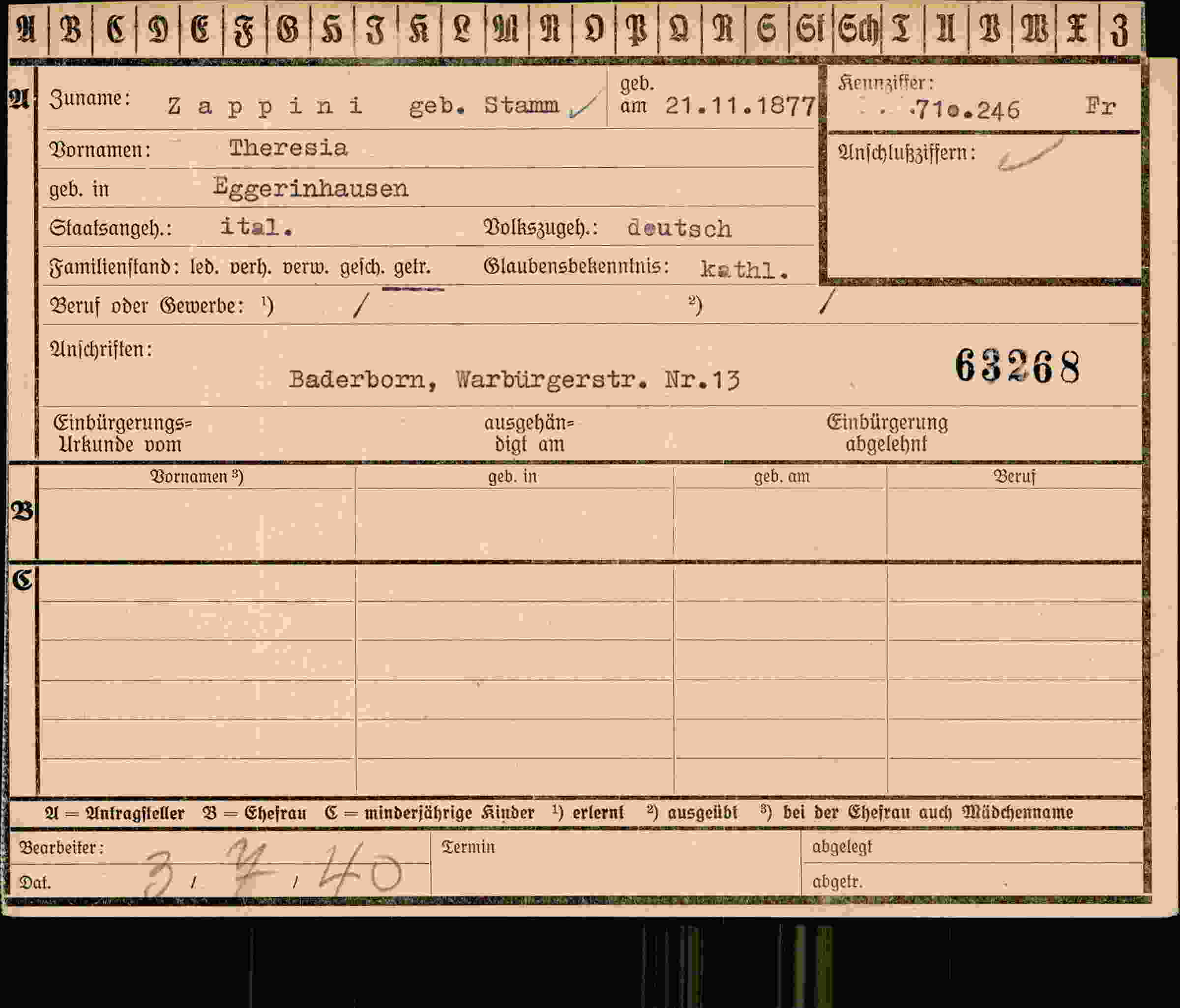Vorderseite des Dokuments