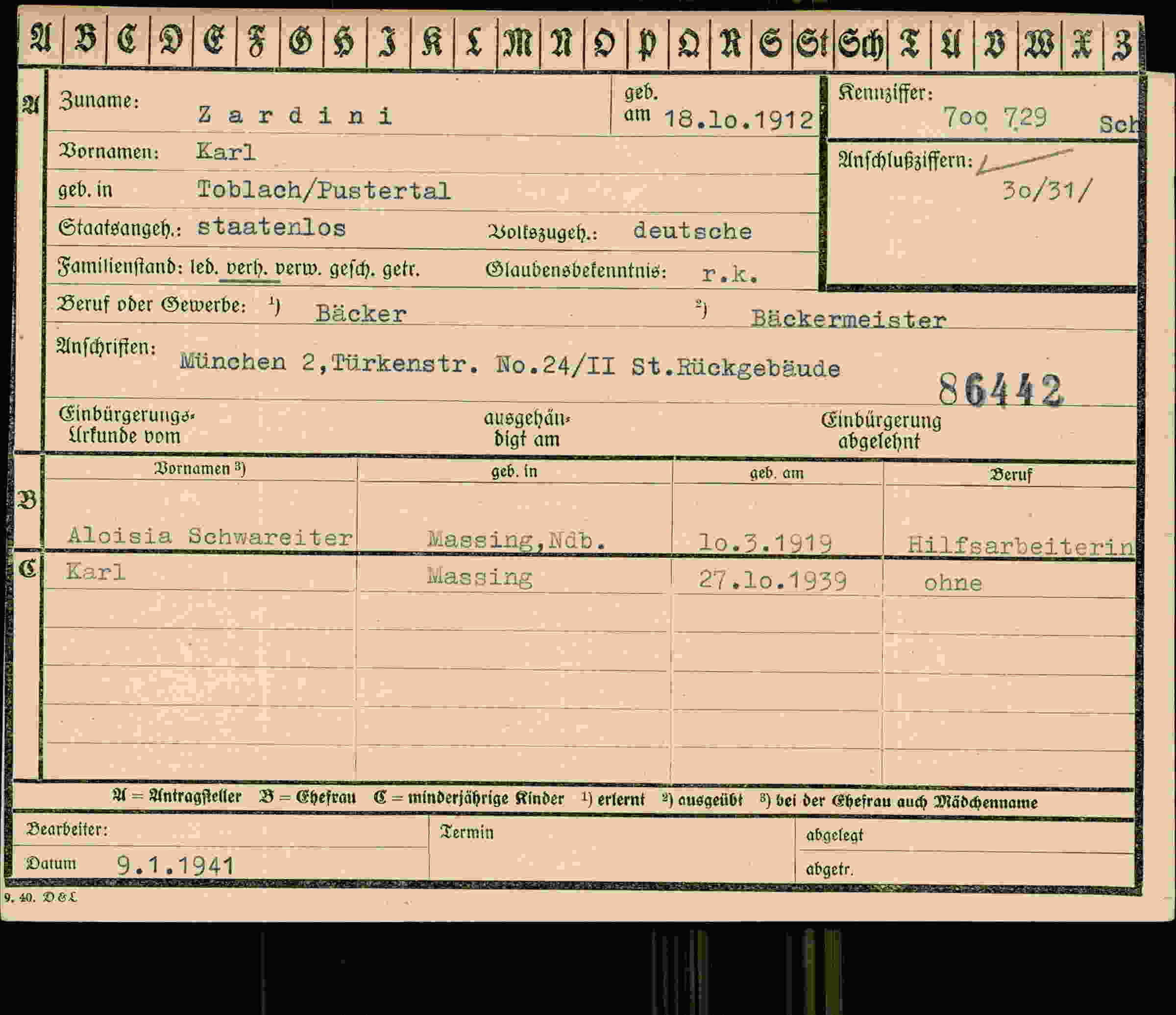 Dokument für Karl Zardini