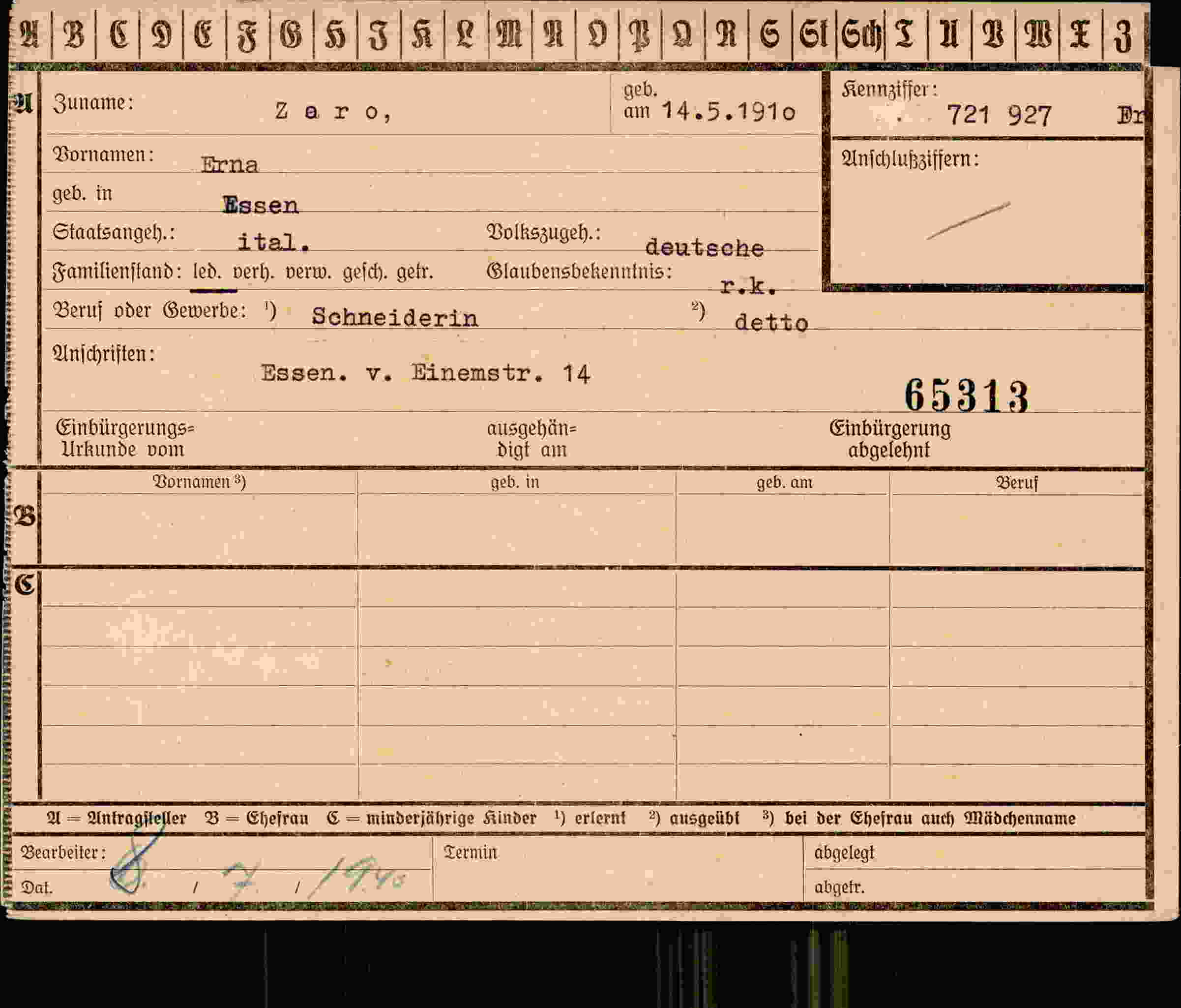 Vorderseite des Dokuments